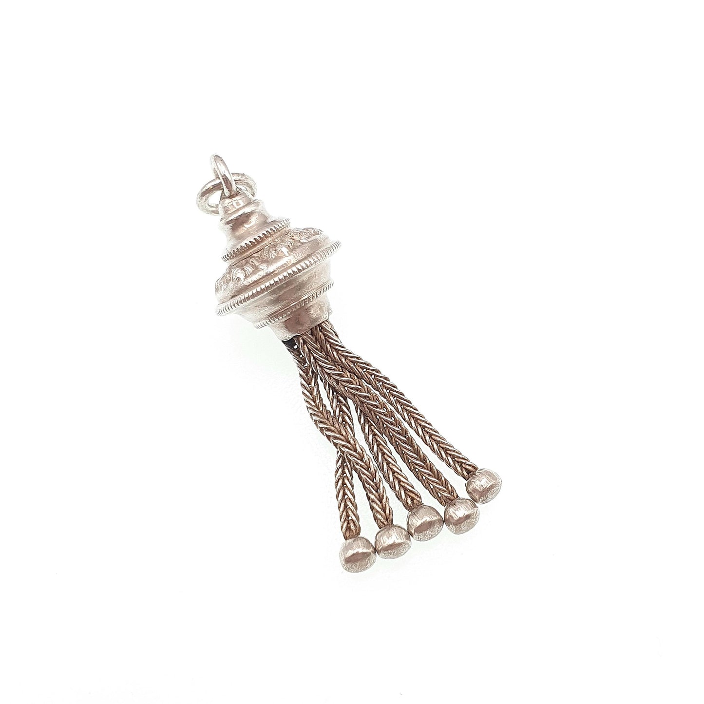 Antique Victorian Solid Silver Tassel Fob Bracelet Charm Necklace Pendant 1800s Genuine Albert Albertina Chain Vintage Womens Jewelry