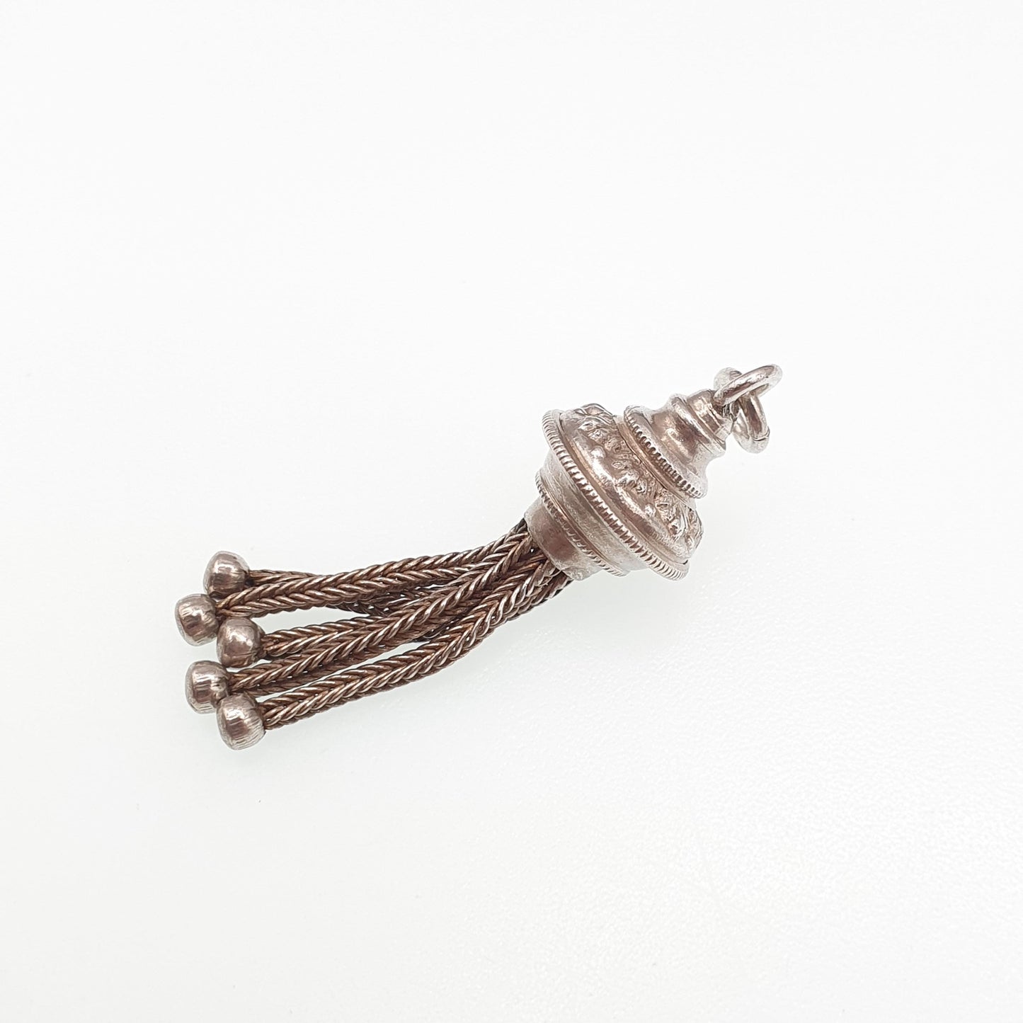 Antique Victorian Solid Silver Tassel Fob Bracelet Charm Necklace Pendant 1800s Genuine Albert Albertina Chain Vintage Womens Jewelry