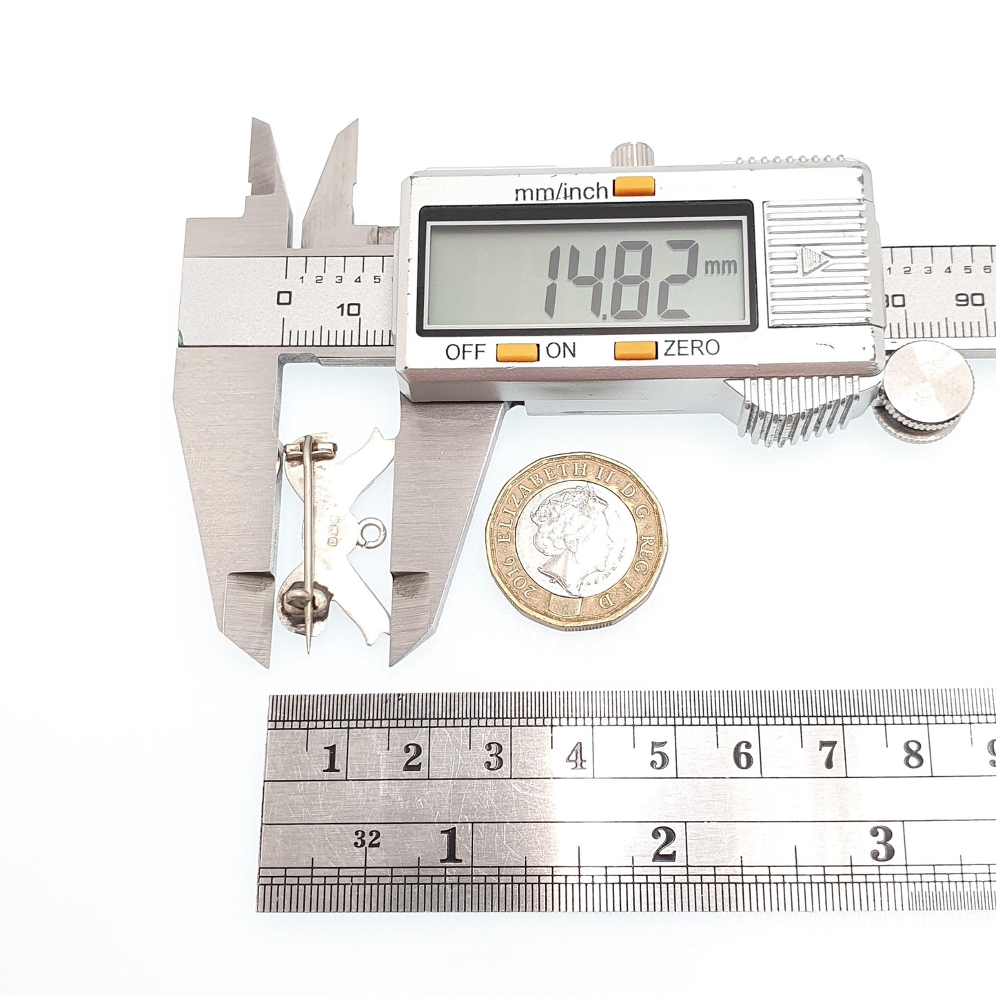 Antique Sterling Silver Enamel Bow Brooch Pin Green Champleve 1906 Hallmarked Nurse Fob Edwardian Vintage Womens Ladies Jewelry Jewellery