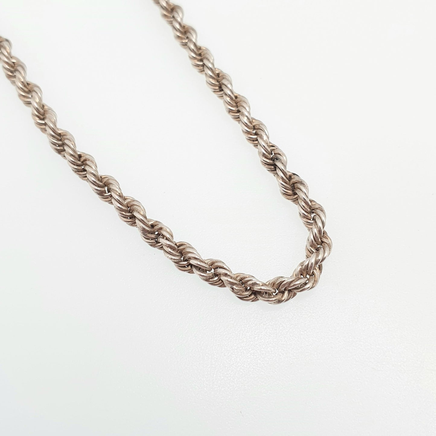 Antique Solid Silver Albertina Bracelet Victorian Rope Link Twist Helix Dog Clip Chain 5.02g 19.5cm Vintage Gift Womens Jewelry Jewellery