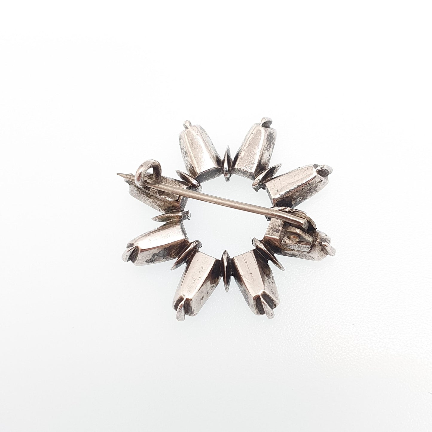Antique Georgian Black Dot Paste Solid Silver Brooch Star Shape Old Cut Foiled Diamond Pastes Celestial Stars Vintage Jewelry Jewellery
