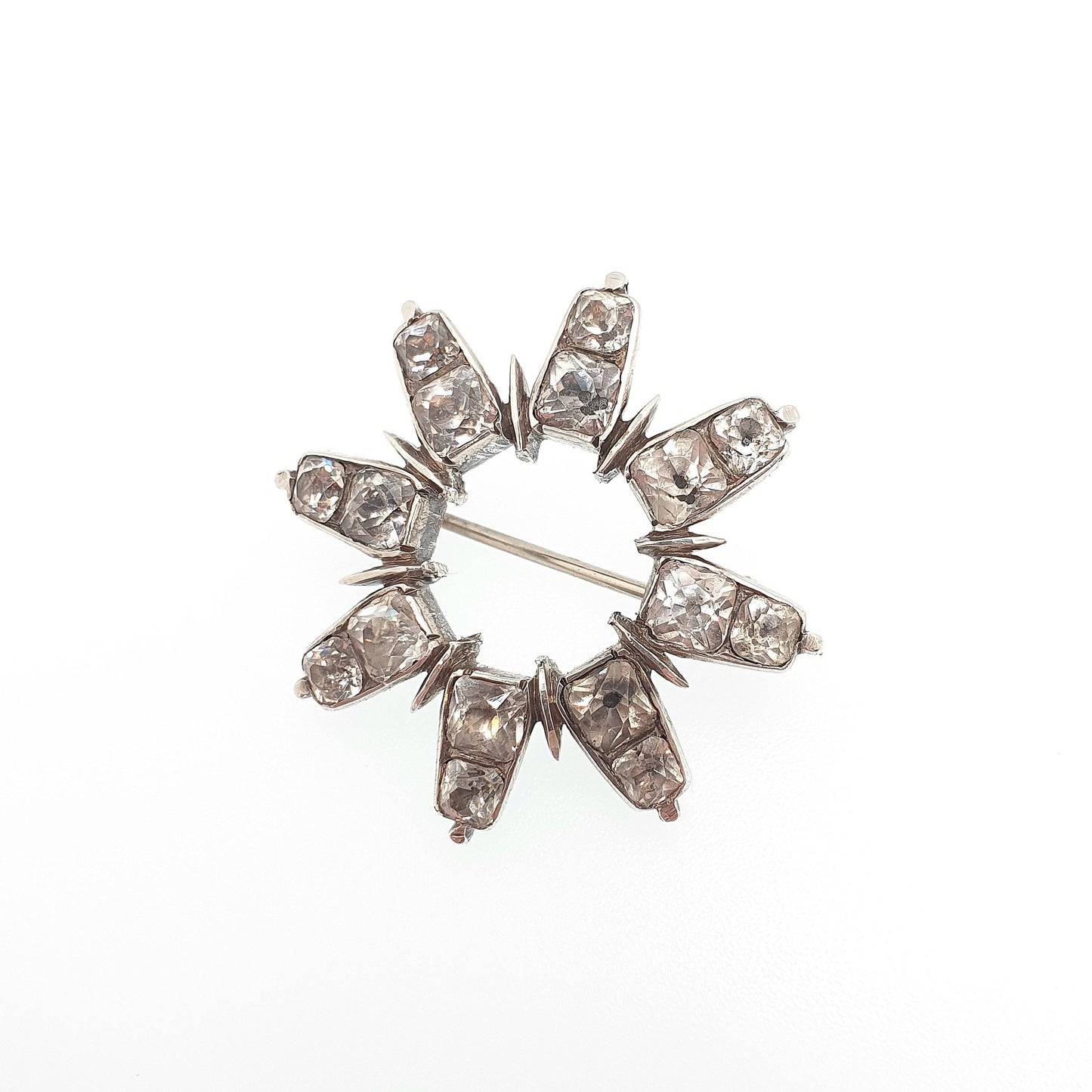 Antique Georgian Black Dot Paste Solid Silver Brooch Star Shape Old Cut Foiled Diamond Pastes Celestial Stars Vintage Jewelry Jewellery
