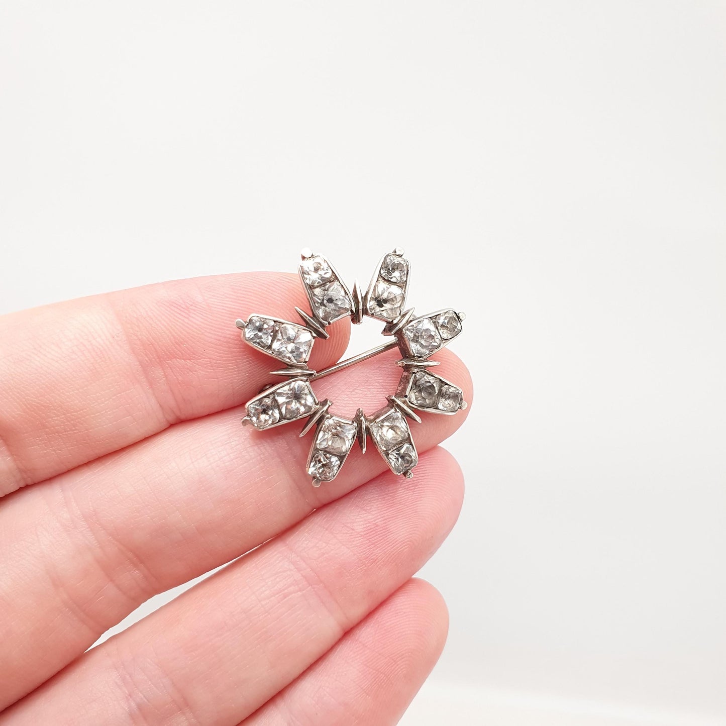 Antique Georgian Black Dot Paste Solid Silver Brooch Star Shape Old Cut Foiled Diamond Pastes Celestial Stars Vintage Jewelry Jewellery