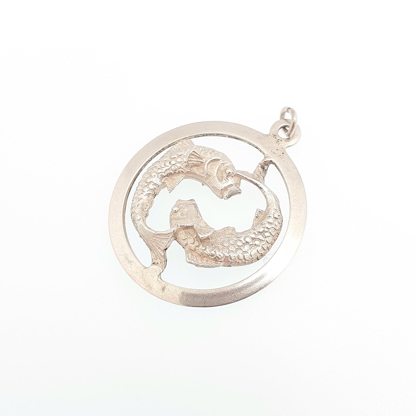 Vintage Solid Silver Pisces Pendant Necklace Astrological Star Sign Fish Zodiac Retro Unisex Animal Sea Creature Jewelry Jewellery