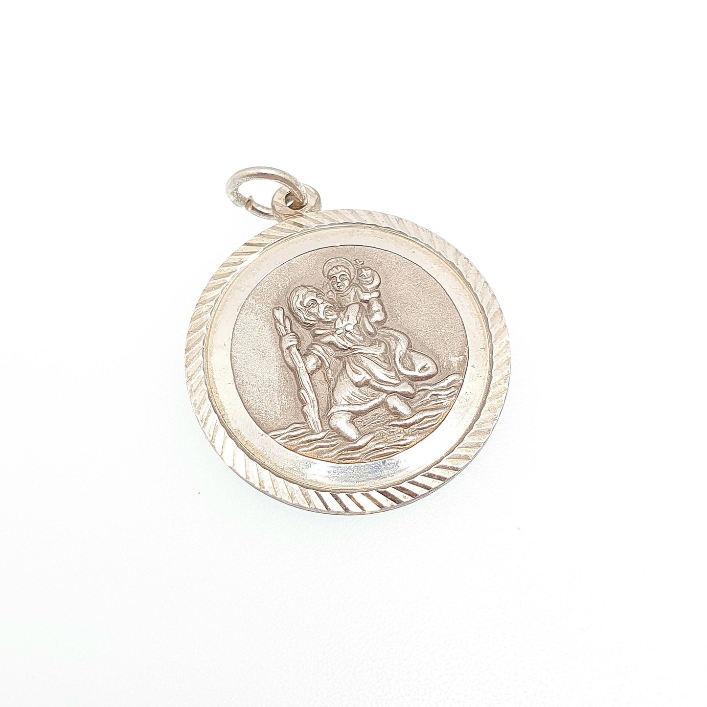 GEORG JENSEN Vintage Sterling Silver St Christopher Pendant Necklace Small Hallmark Genuine Saint Jewellery Jewelry Men Women 925 Travel