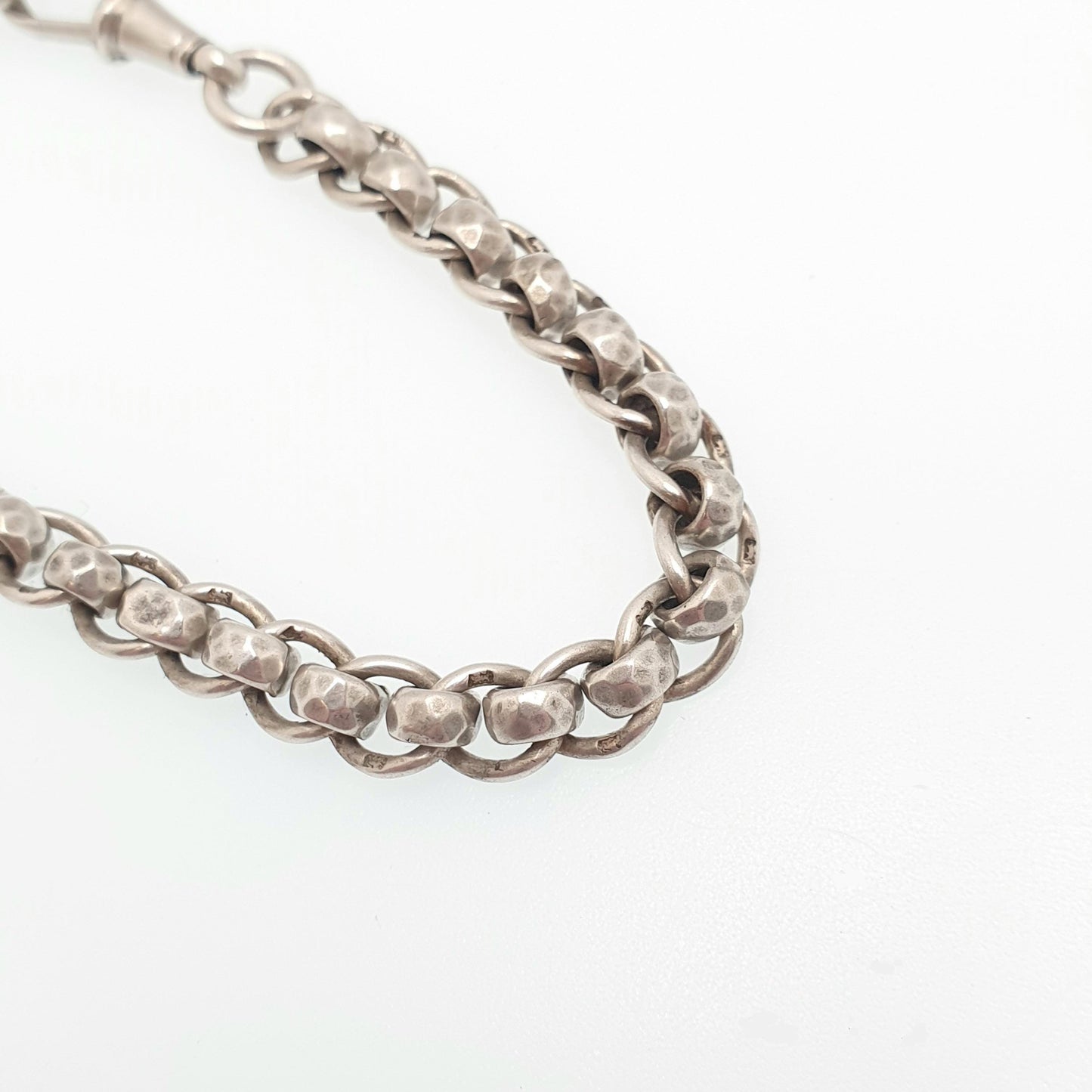 Antique Sterling Silver Bracelet Albert Rotating Rolo Belcher Curb Link Dog Clip Chain Rare Unique 14.68g 18.5cm 7.25" Jewelry Jewellery