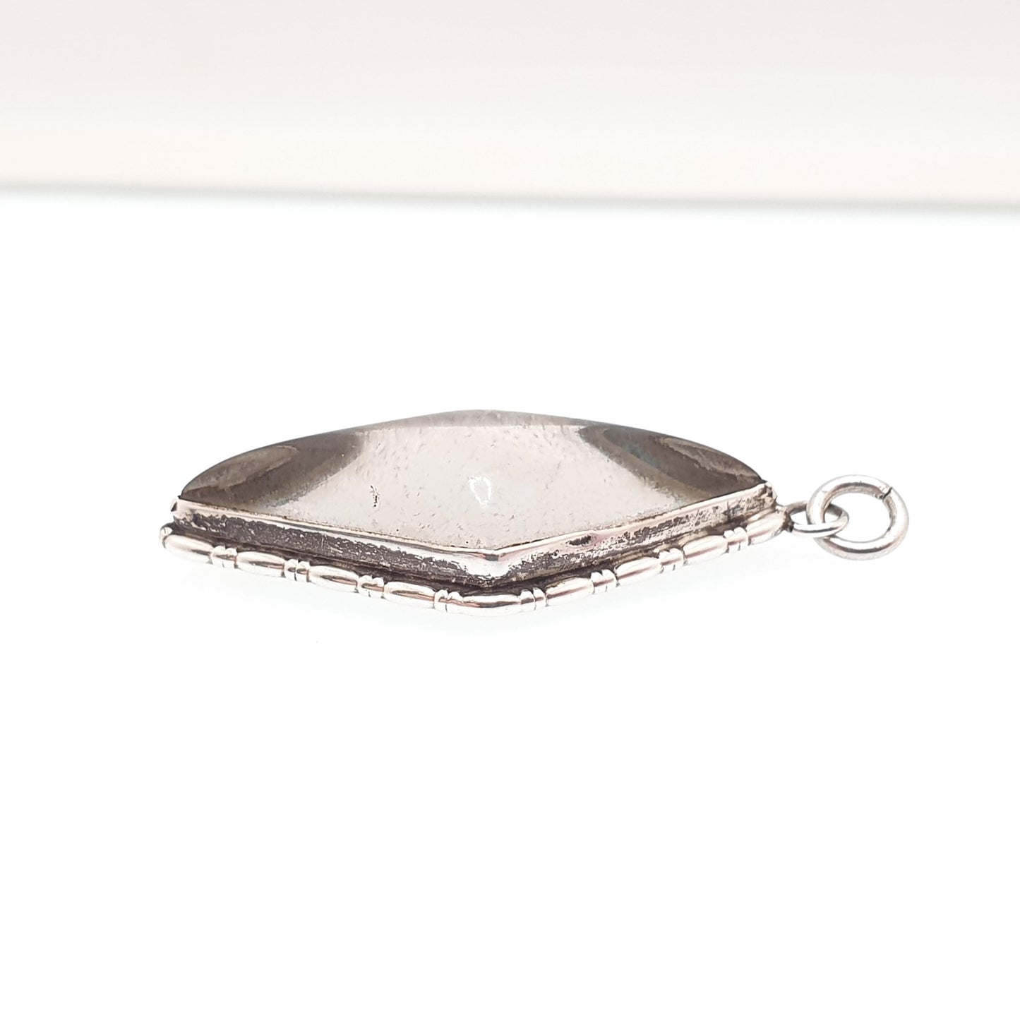 Antique Art Deco Sterling Silver Butterfly Wing Necklace Pendant Kite Shape Vintage 1920s Blue Bug Fly Insect Rare Jewelry Jewellery