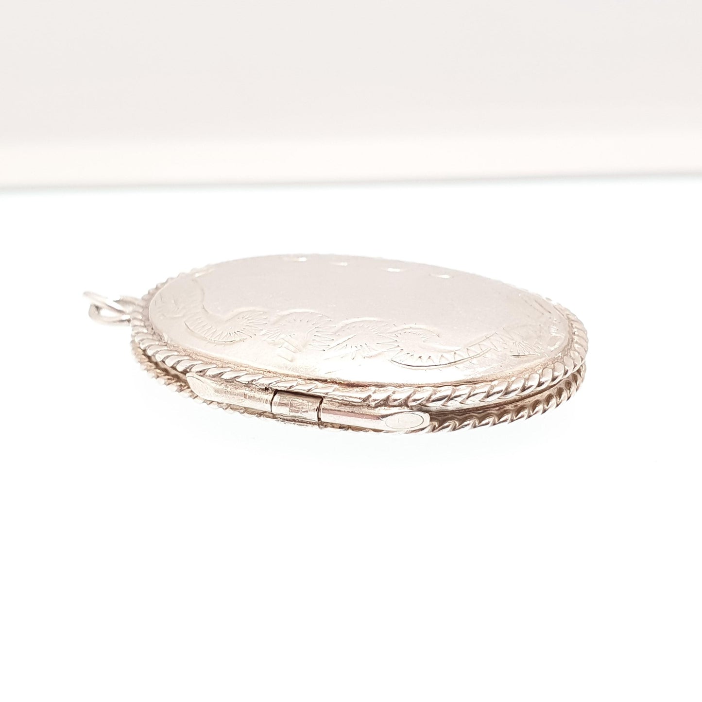 Vintage Sterling Silver Locket Oval 1994 Hallmark Pendant Necklace Large Big Engraved Retro Fine Solid 925 Jewelry Womens Jewellery