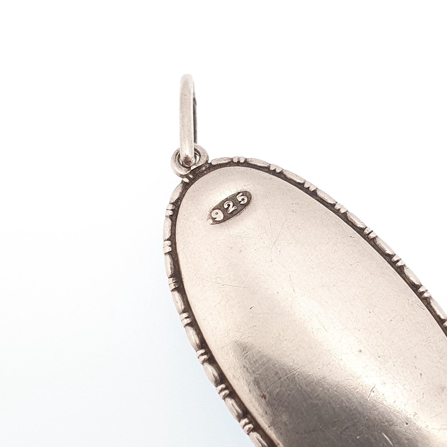 Antique Sterling Silver Butterfly Wing Necklace Pendant Large Oval Art Deco Round Vintage 1920s Blue Bug Fly Insect Jewelry Jewellery Womens