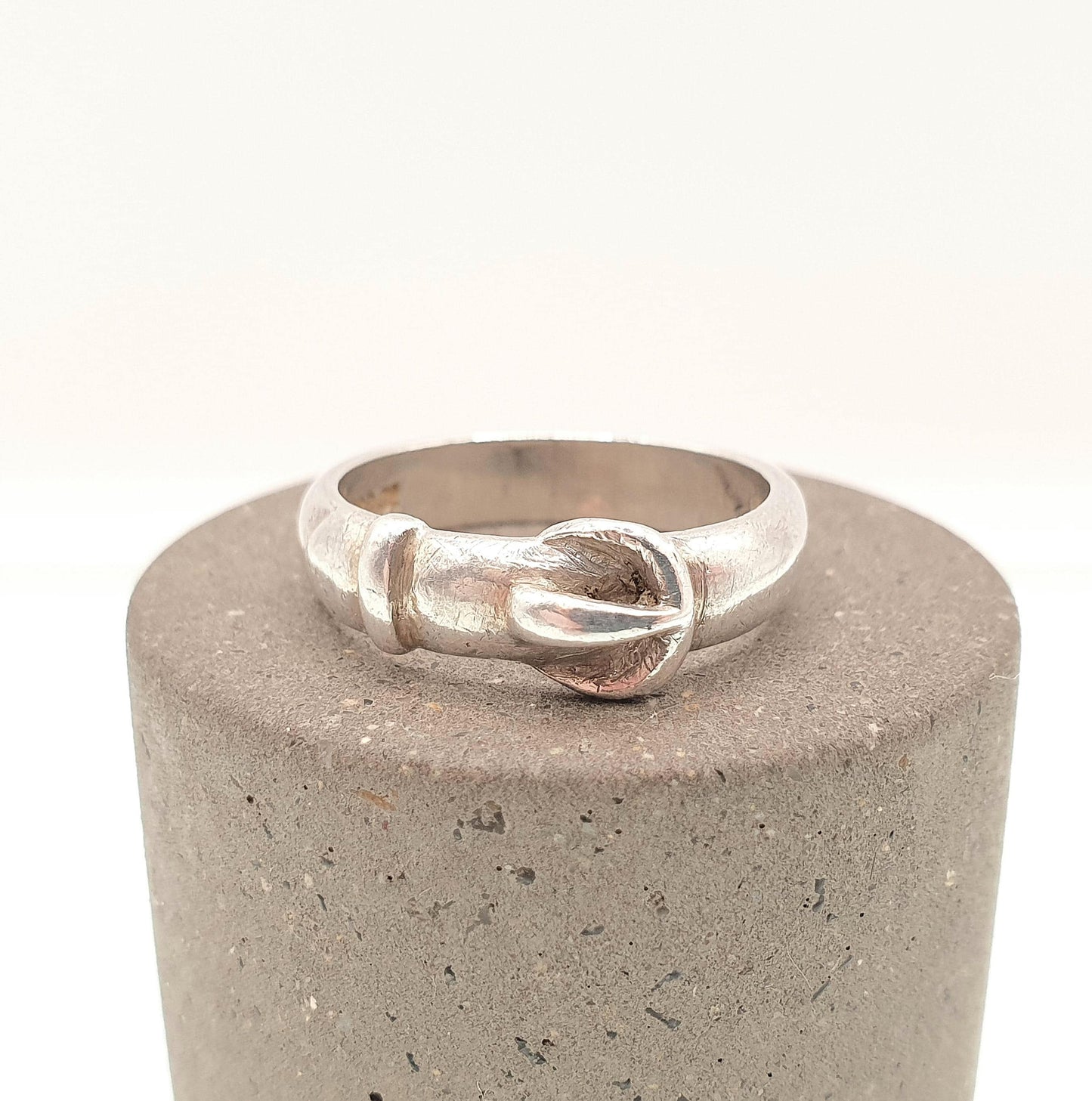 Vintage Sterling Silver Belt Buckle Thick Band Ring Chunky 1978 Solid 925 Victorian Revival Unisex Womens Mens Jewelry Jewellery UKM.5 US6.5