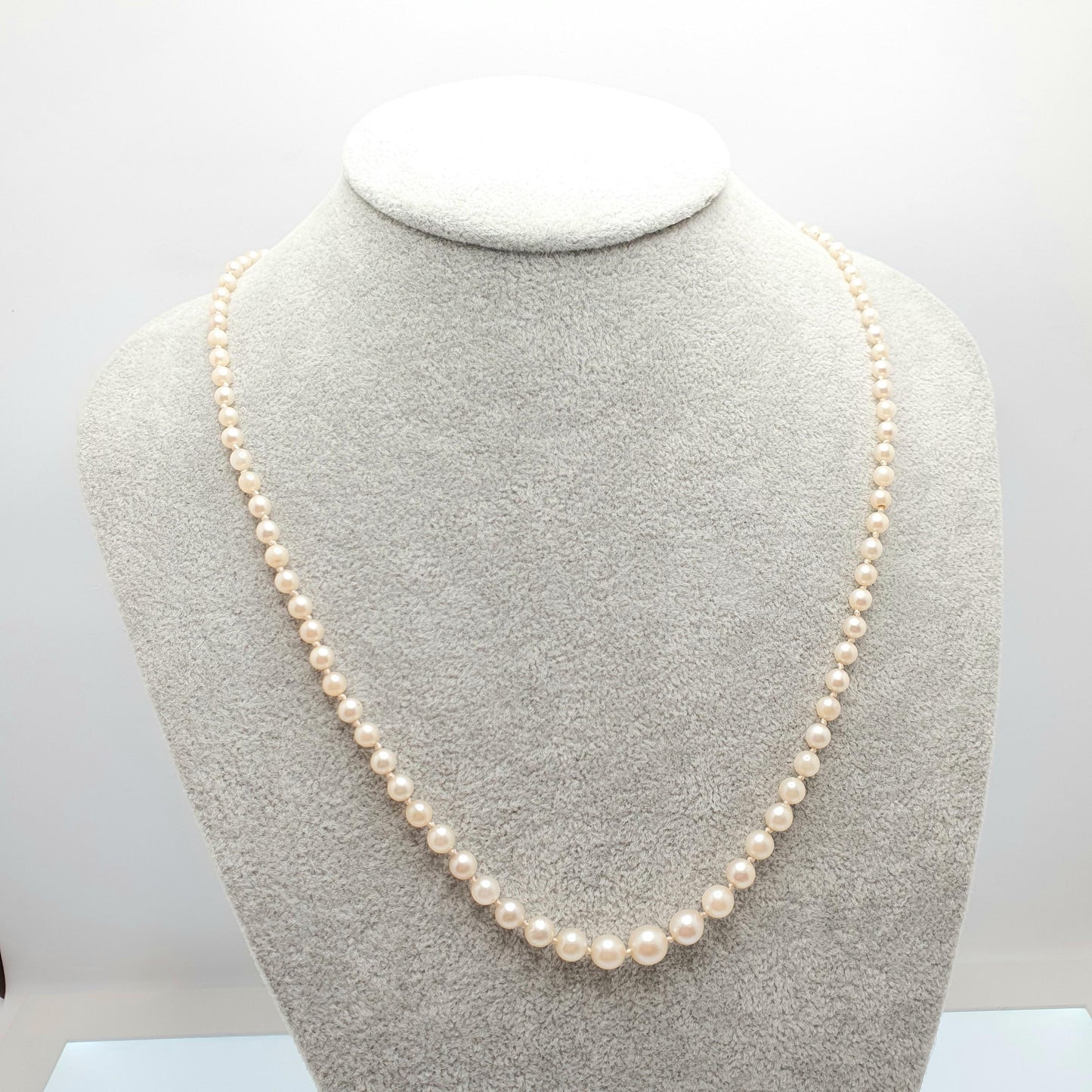 Vintage Sterling Silver Cultured Pearl Necklace Very Long JKa 55cm 21.5" 14.35g Art Deco Style Ladies Womens Jewelry Jewellery Genuine