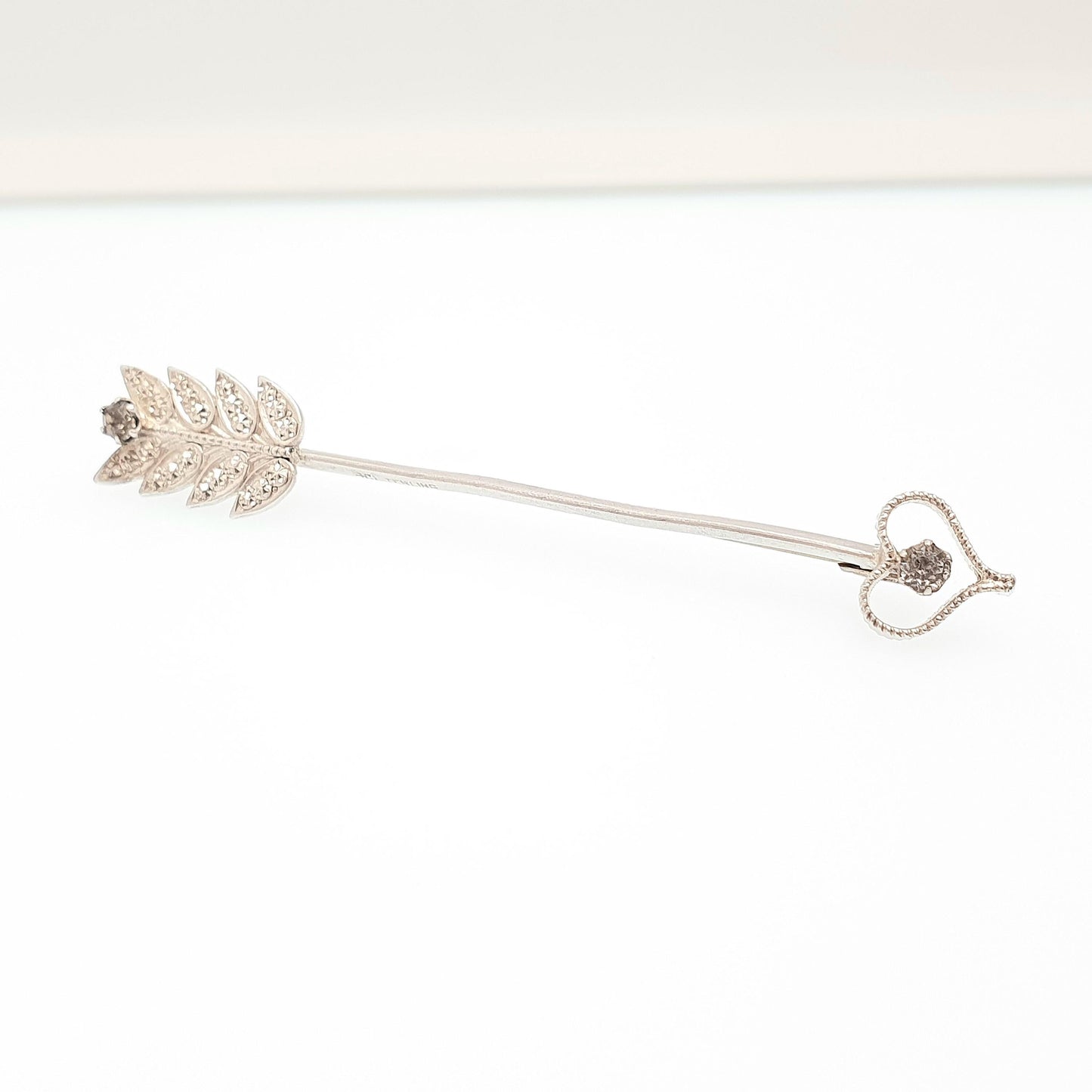 Antique CHARLES HORNER Sterling Silver Arrow Brooch Diamond Paste Victorian Pastry Cutter Genuine Real CH Womens Mens Jewellery Jewelry