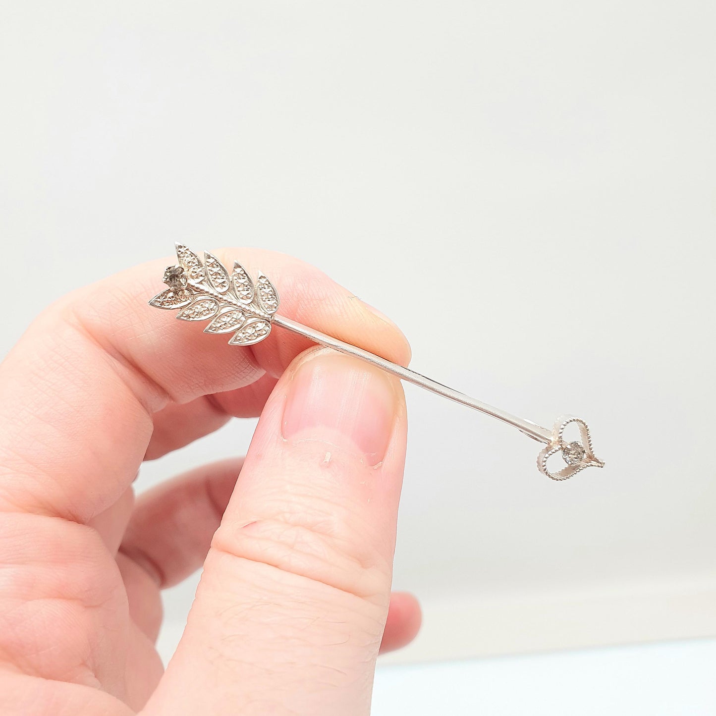 Antique CHARLES HORNER Sterling Silver Arrow Brooch Diamond Paste Victorian Pastry Cutter Genuine Real CH Womens Mens Jewellery Jewelry