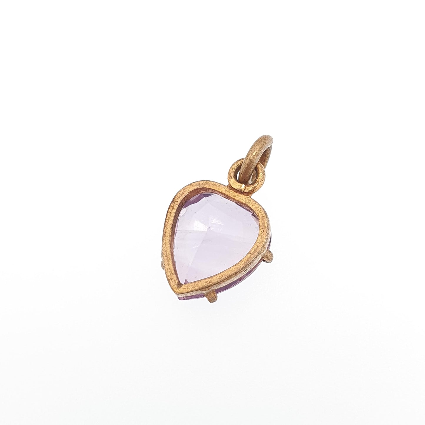 Antique Victorian Amethyst Heart Pendant Necklace Charm Gold Gilt Real Quartz Gemstone Light Purple Vintage Womens Jewellery Jewelry