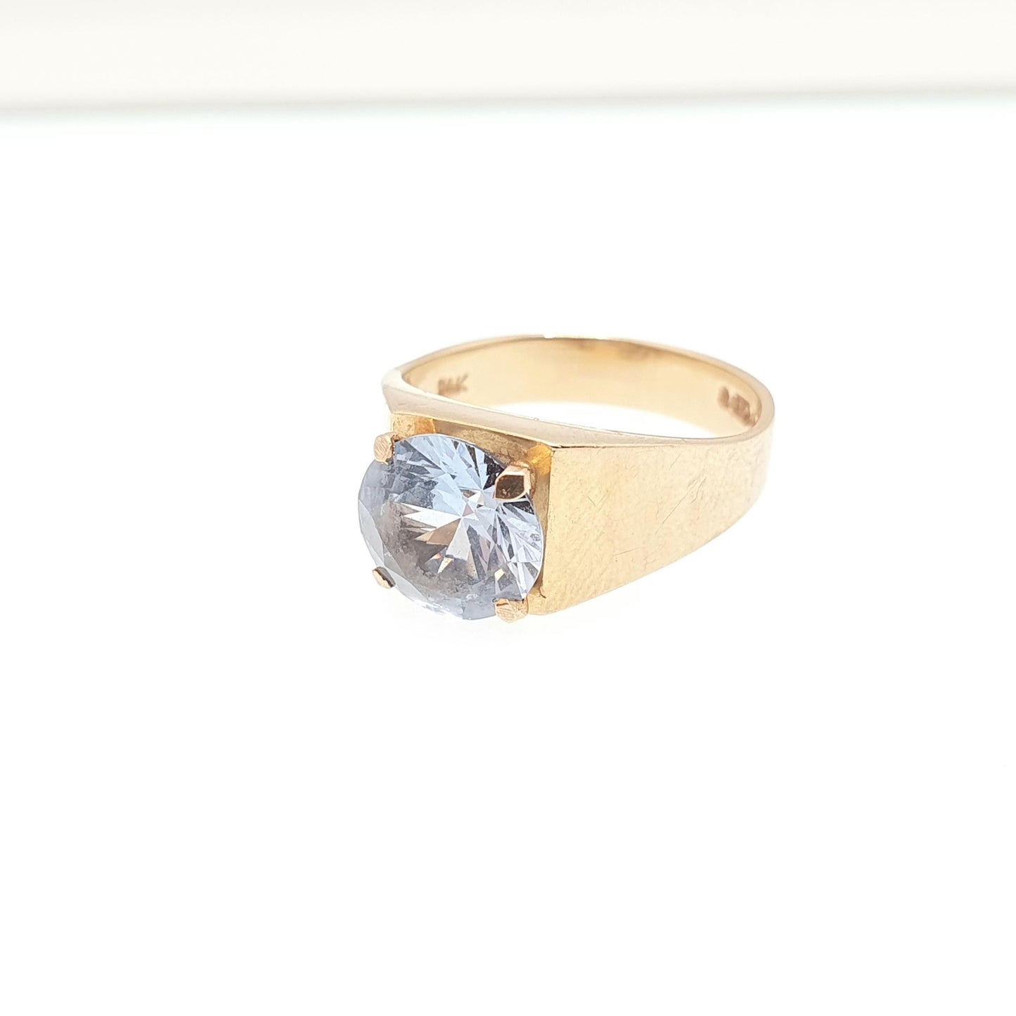 Vintage 9ct 9k Gold Blue Spinel Ring Genuine Gemstone Round Cut Square Shape 1962 Hallmarked Solid 375 Womens Jewelry Jewellery