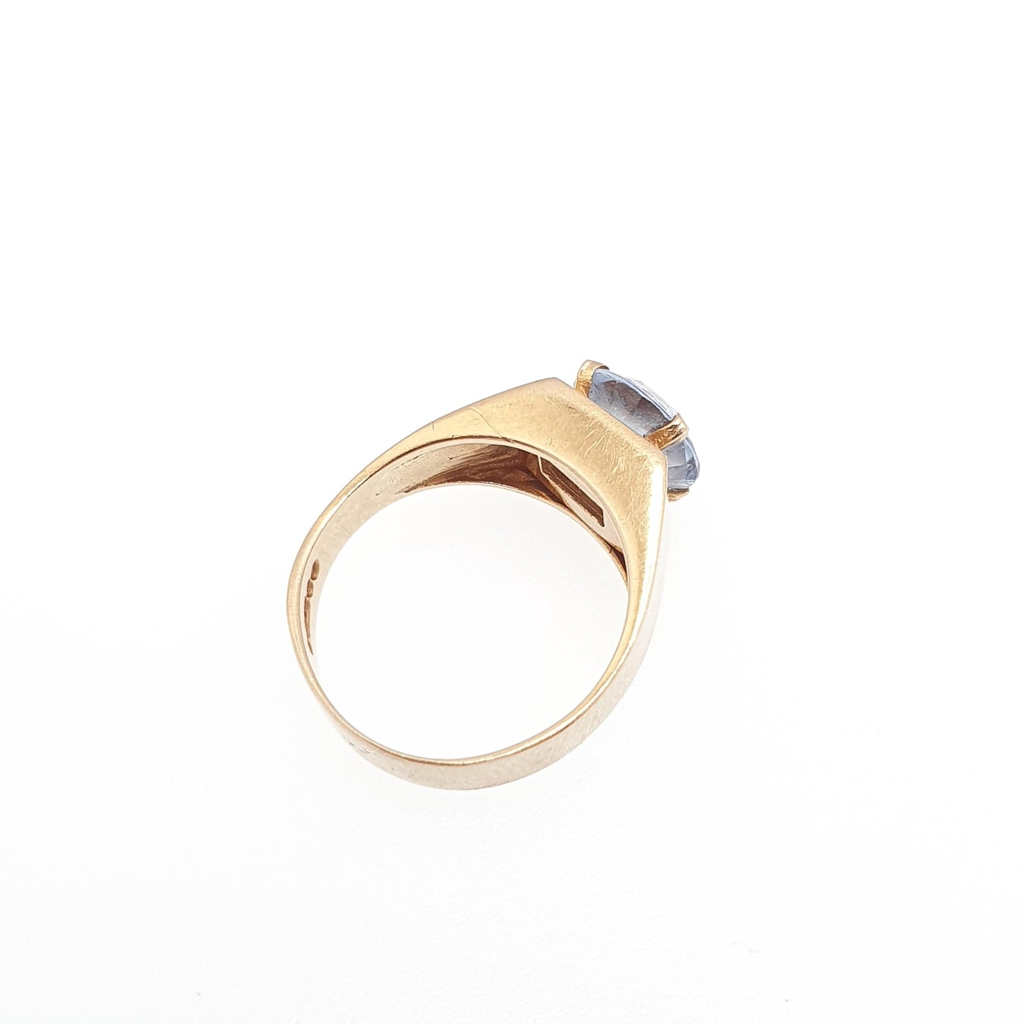 Vintage 9ct 9k Gold Blue Spinel Ring Genuine Gemstone Round Cut Square Shape 1962 Hallmarked Solid 375 Womens Jewelry Jewellery