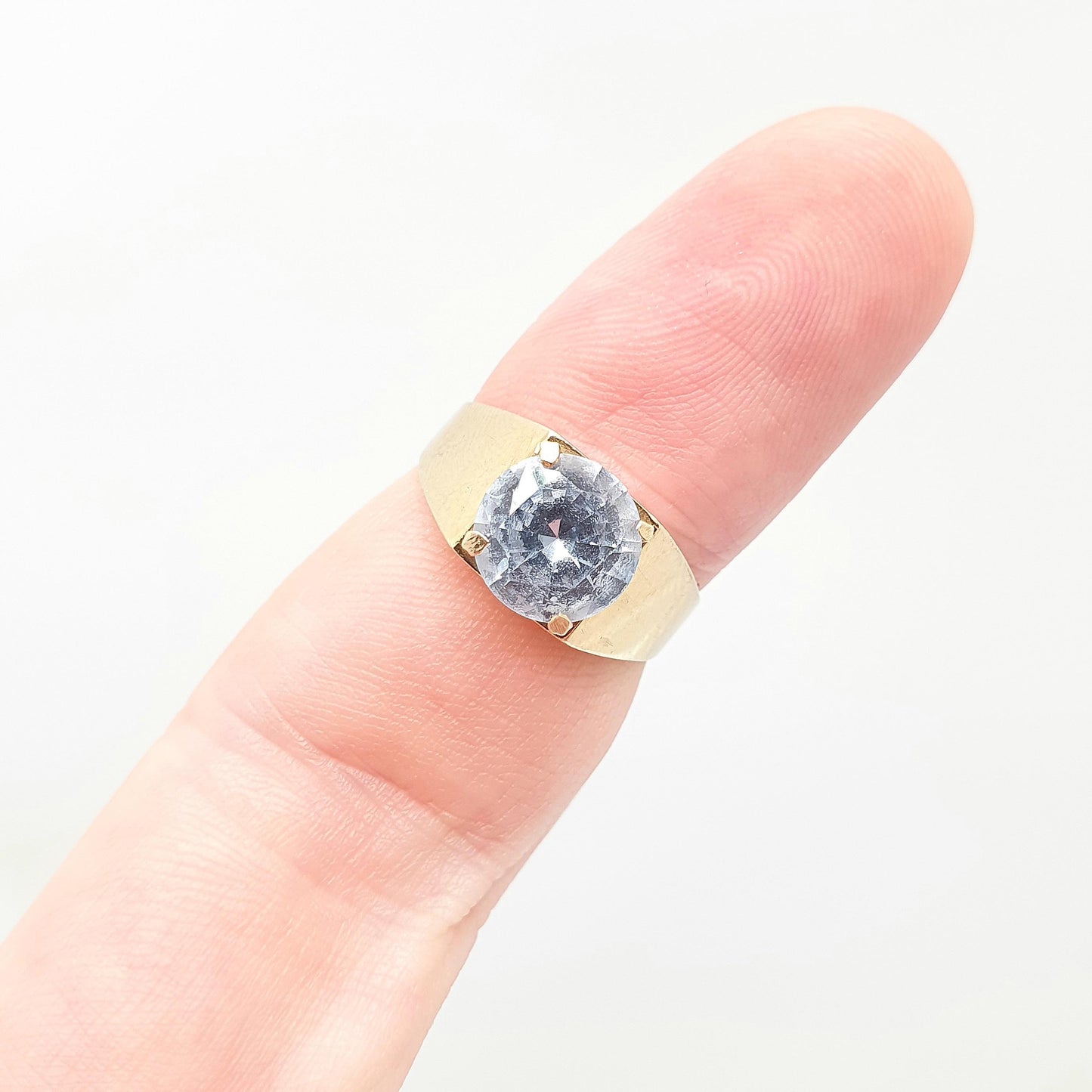 Vintage 9ct 9k Gold Blue Spinel Ring Genuine Gemstone Round Cut Square Shape 1962 Hallmarked Solid 375 Womens Jewelry Jewellery