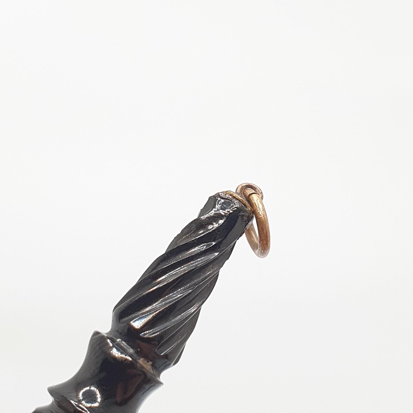 Antique Victorian Whitby Jet Pendant Necklace Hand Carved Teardrop Drop Dangle Genuine Long Big Mourning 1800s Vintage Jewelry Jewellery