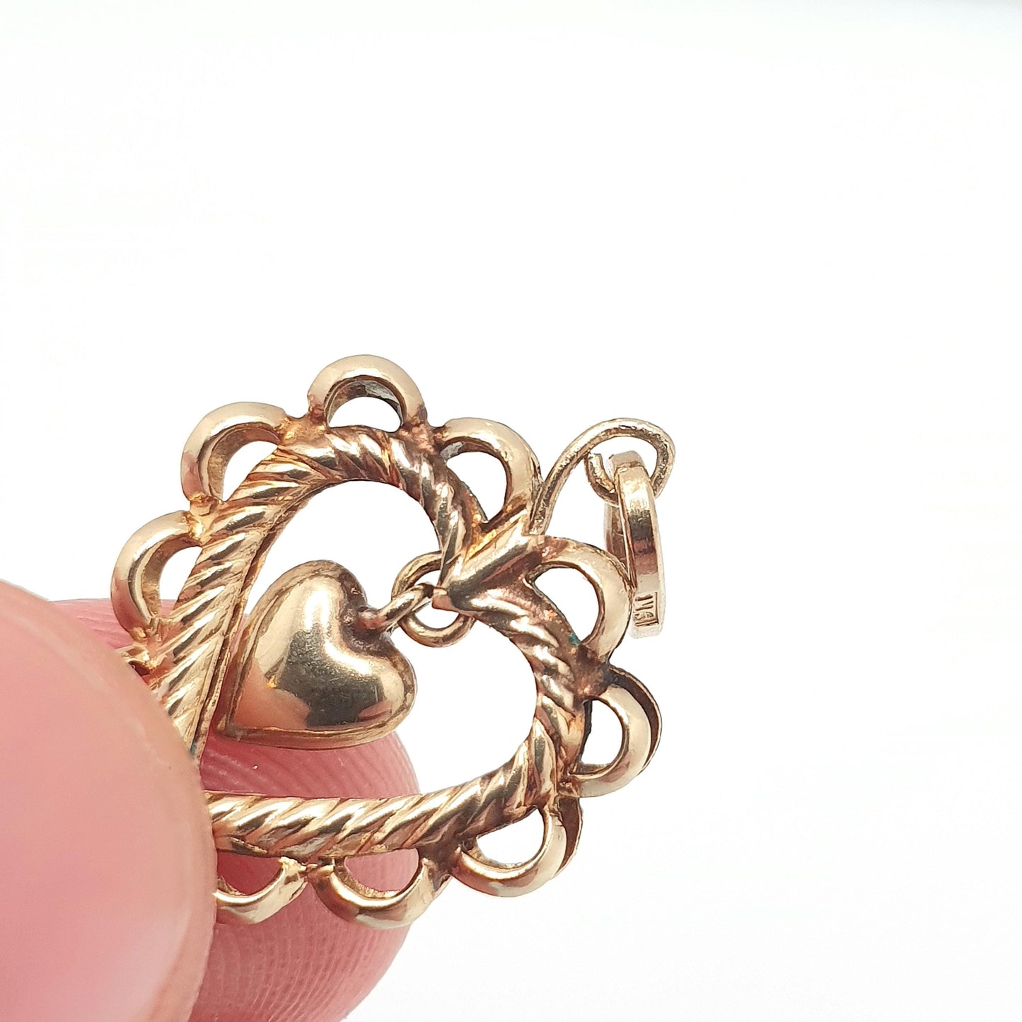 Vintage 9ct 9k Gold Heart Pendant Hanging Necklace Solid 375 9kt Charm Cute Yellow Retro Gift Retro Womens Mens Jewelry Jewellery