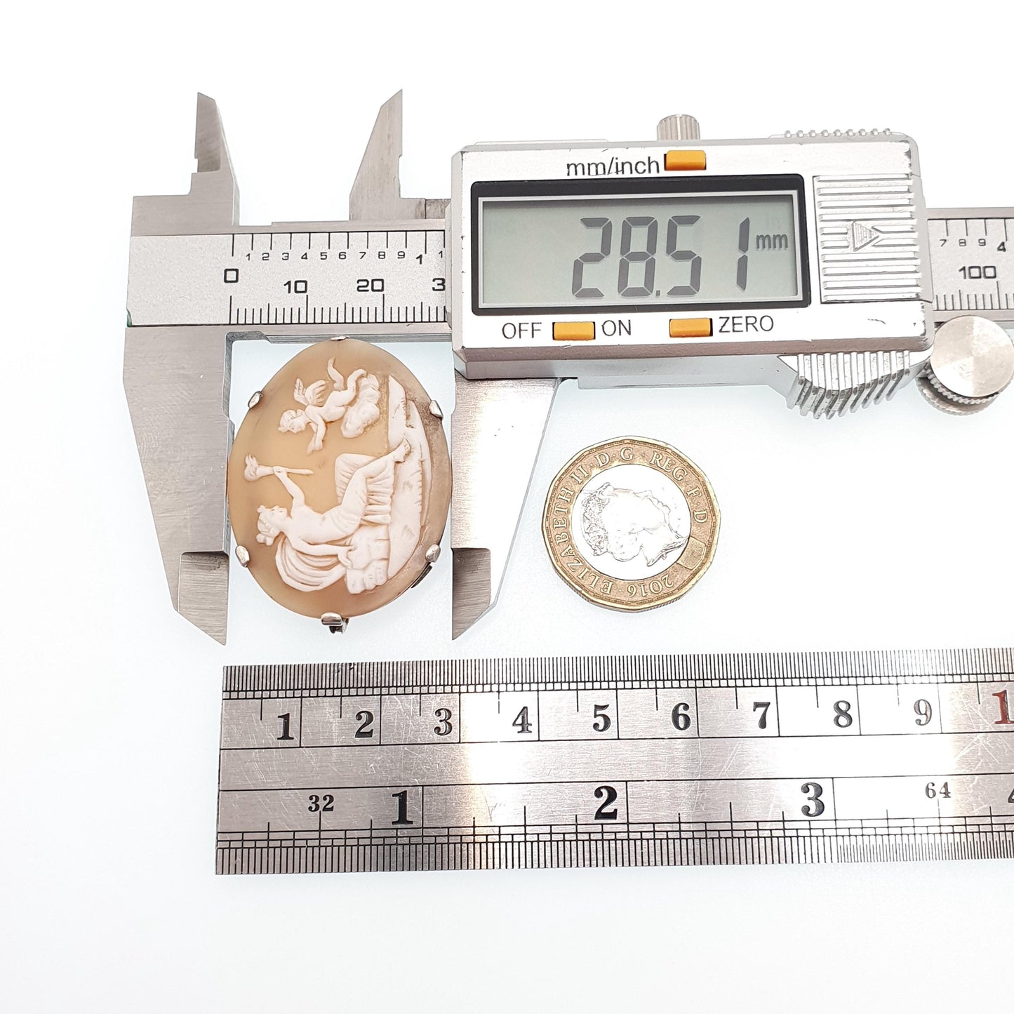 Antique Victorian Hectate & Cherub Cameo Solid Silver Brooch Torch Genuine Shell Womens Jewelry Jewellery Vintage