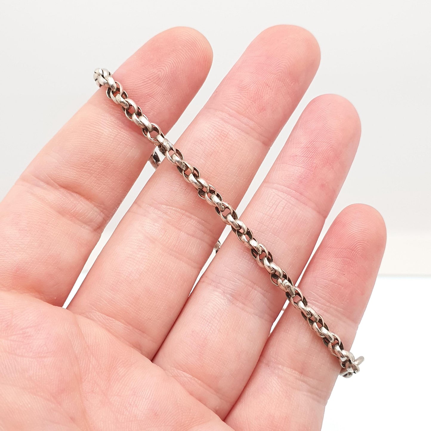 Antique Sterling Silver Albertina Bracelet Victorian Rope Link Twist Helix Dog Clip Chain 5.10g 19.5cm Vintage Gift Womens Jewelry Jewellery
