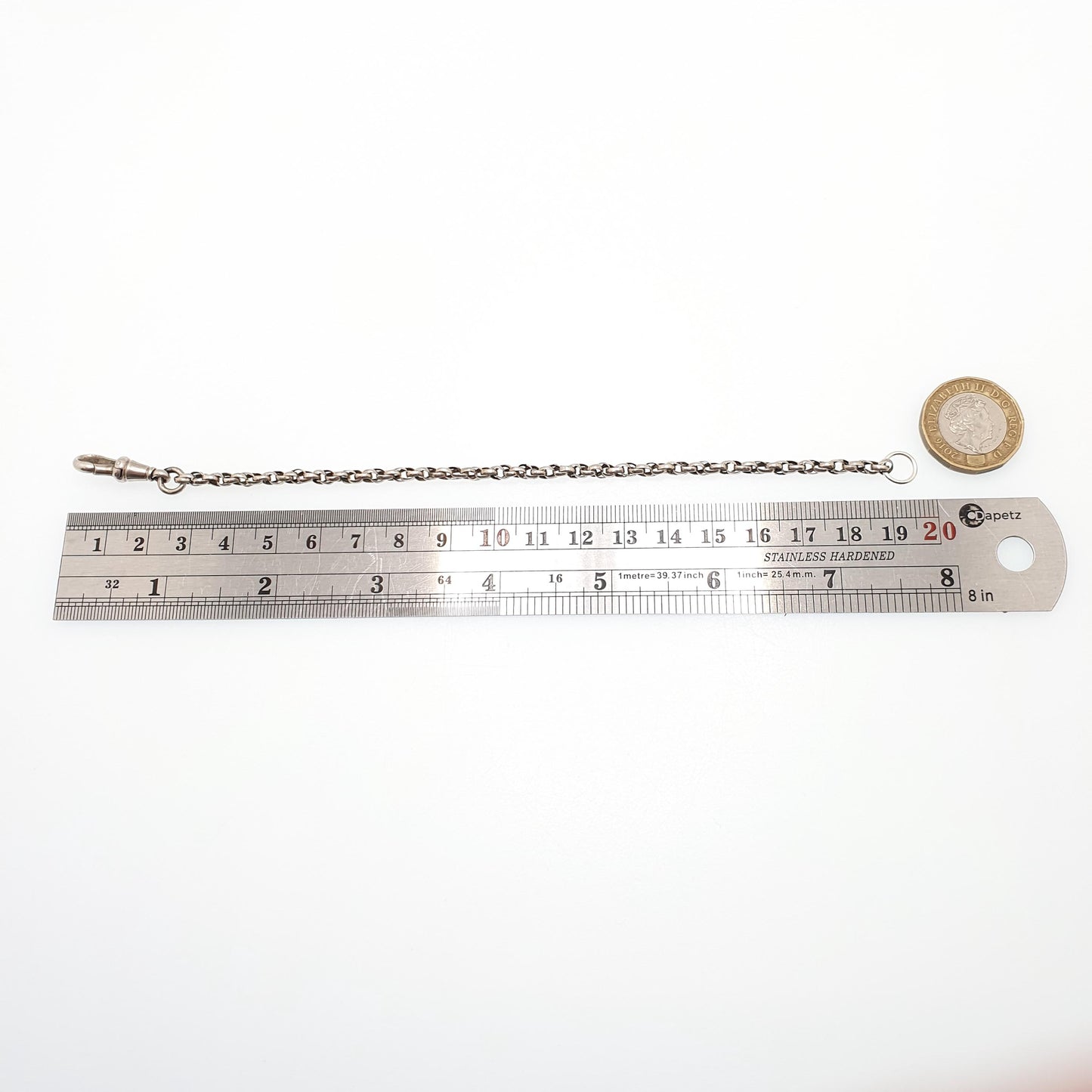 Antique Sterling Silver Albertina Bracelet Victorian Rope Link Twist Helix Dog Clip Chain 5.10g 19.5cm Vintage Gift Womens Jewelry Jewellery