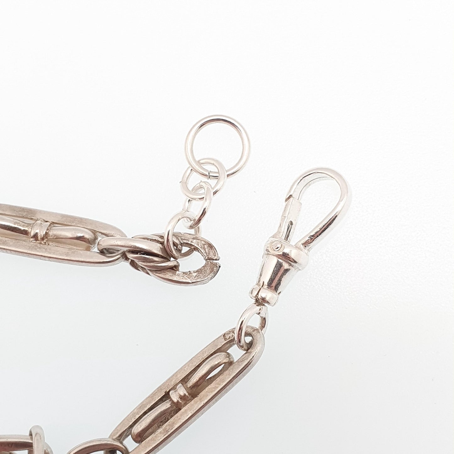 Antique Sterling Silver Albert Chain Bracelet Fancy Knot Link Victorian 12.56g 18.5cm Dog Clip Art Nouveau Jewelry Jewellery Womens