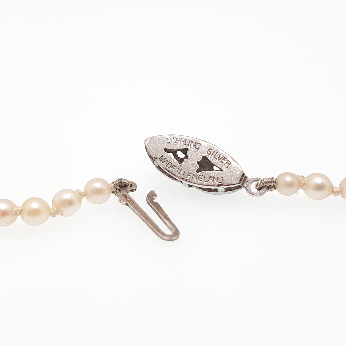 Vintage Sterling Silver Cultured Pearl Necklace Very Long JKa 55cm 21.5" 14.35g Art Deco Style Ladies Womens Jewelry Jewellery Genuine
