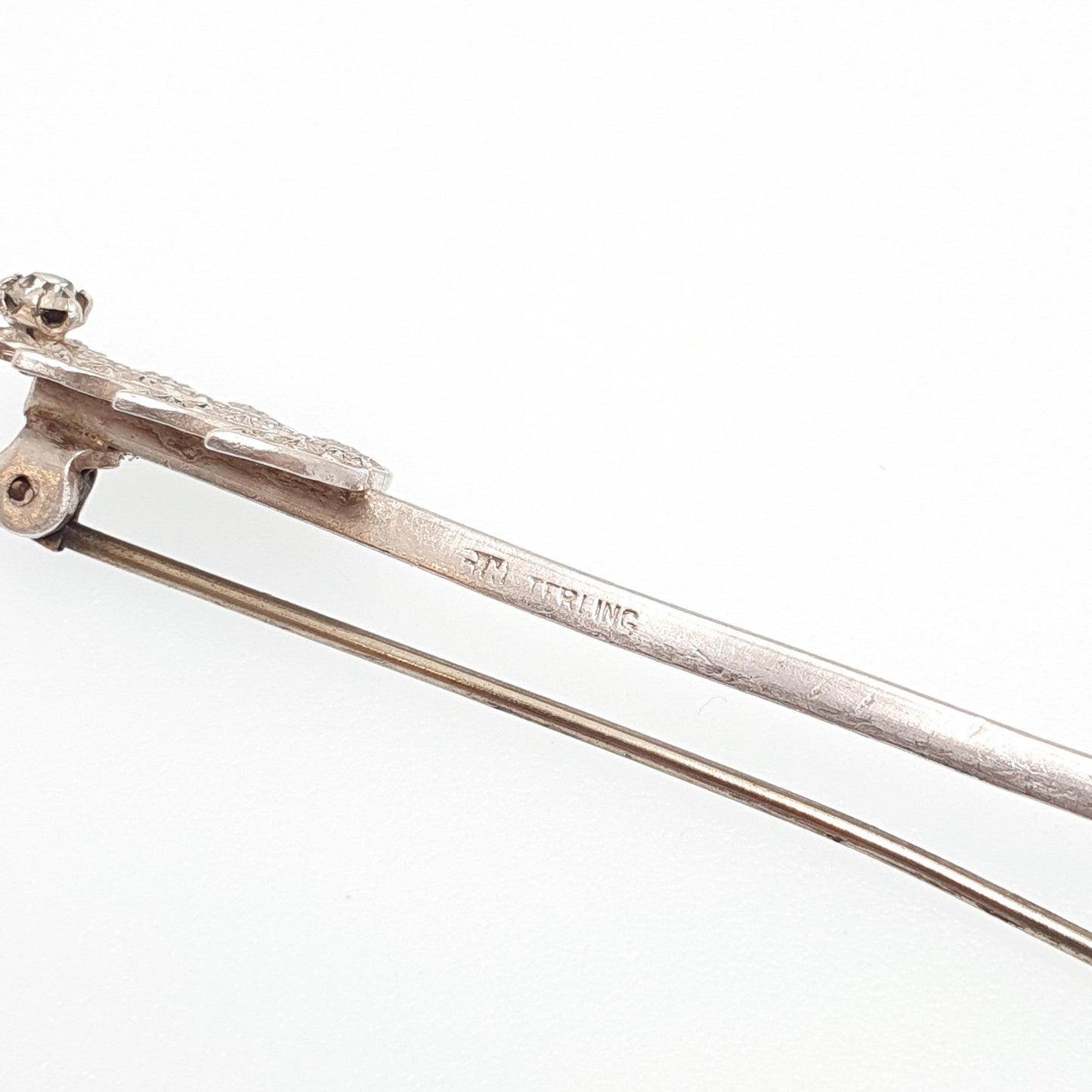 Antique CHARLES HORNER Sterling Silver Arrow Brooch Diamond Paste Victorian Pastry Cutter Genuine Real CH Womens Mens Jewellery Jewelry