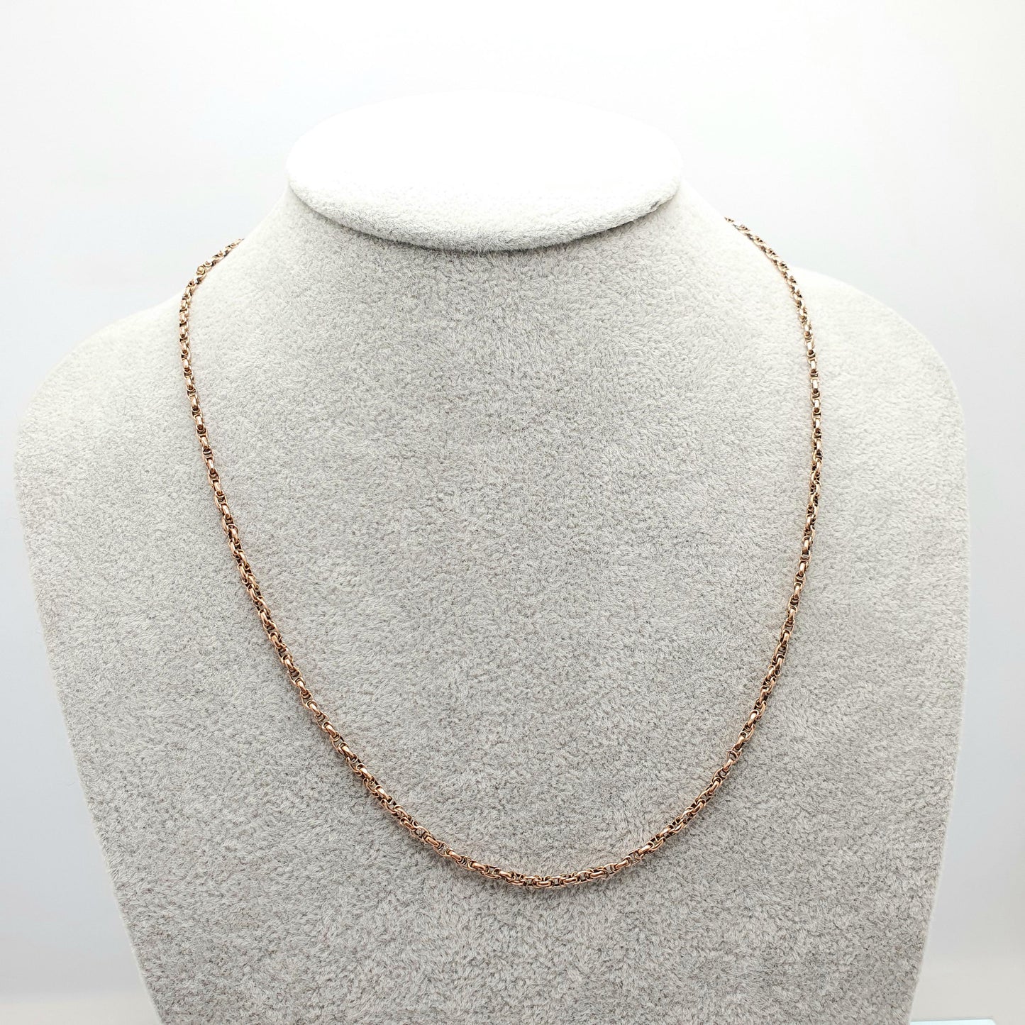 Antique Victorian 9ct 9k Rose Gold Chain Necklace Byzantine Style Fancy Knot Link Solid 375 9kt 49cm 19.3" 4.86g Vintage Jewelry Jewellery