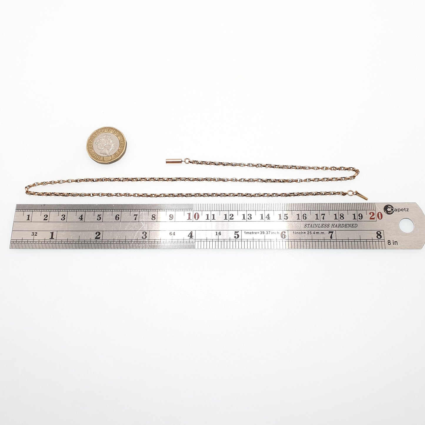 Antique Victorian 9ct 9k Rose Gold Chain Necklace Byzantine Style Fancy Knot Link Solid 375 9kt 49cm 19.3" 4.86g Vintage Jewelry Jewellery
