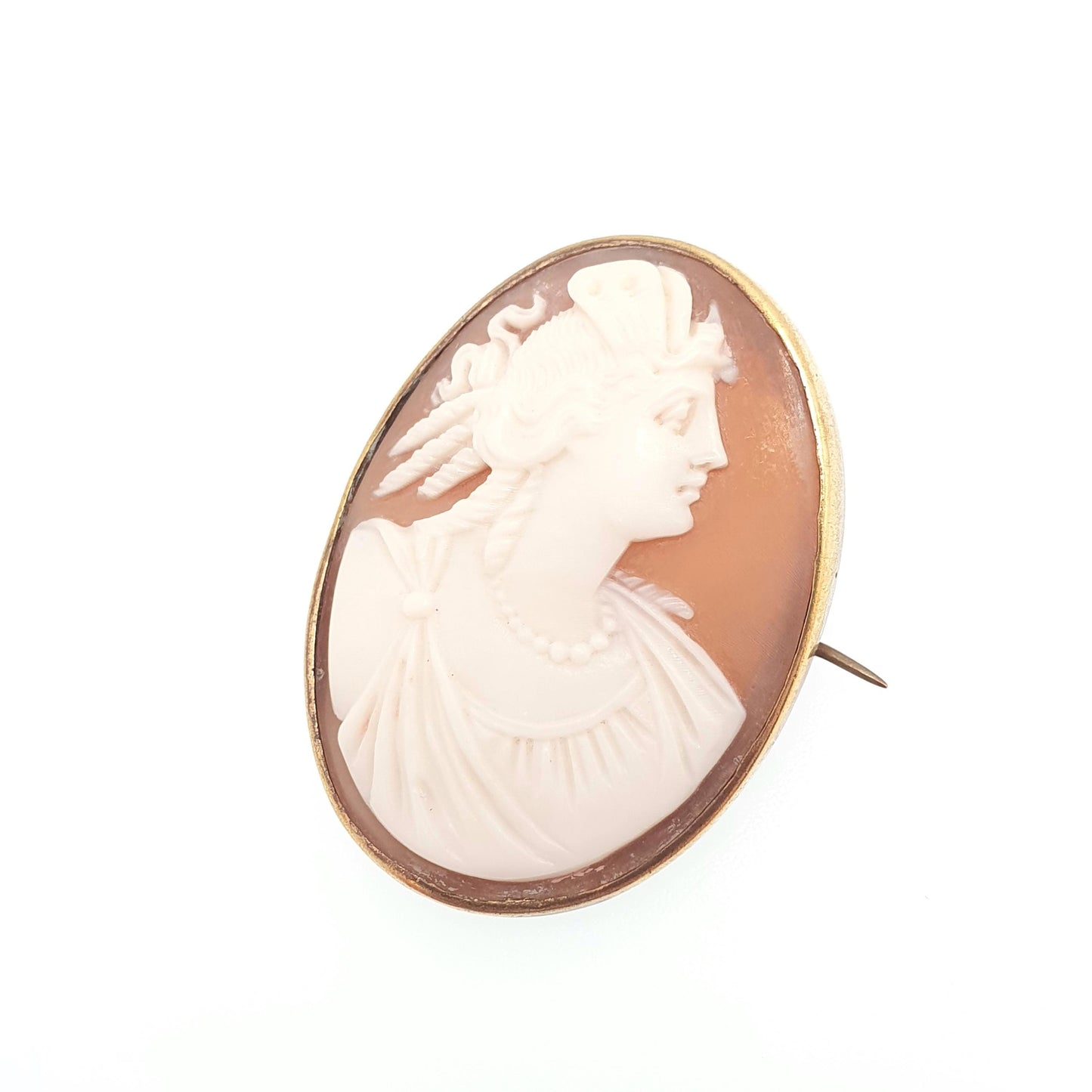 Antique Victorian Cameo Brooch Pendant Rolled Gold Filled Engraved Border Large Big Pin Hand Carved Shell Vintage Jewelry Jewellery