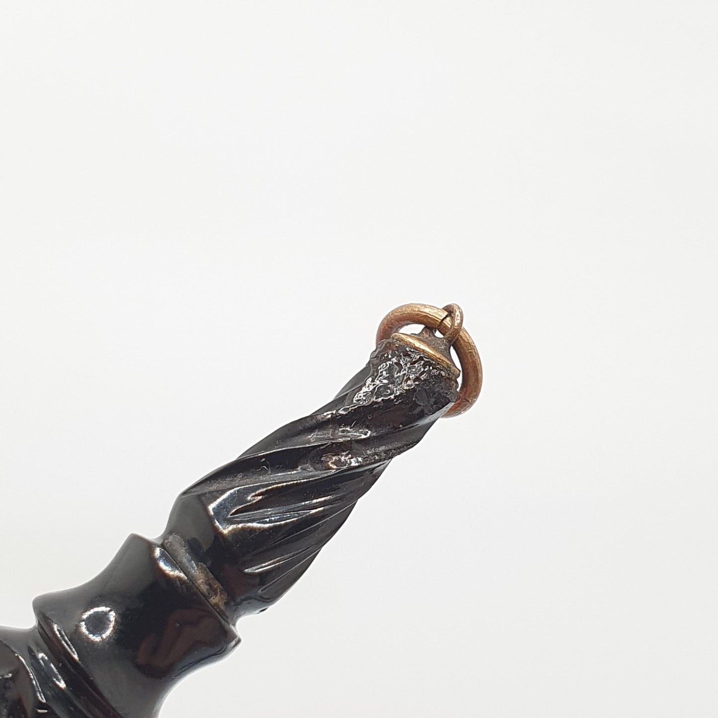 Antique Victorian Whitby Jet Pendant Necklace Hand Carved Teardrop Drop Dangle Genuine Long Big Mourning 1800s Vintage Jewelry Jewellery