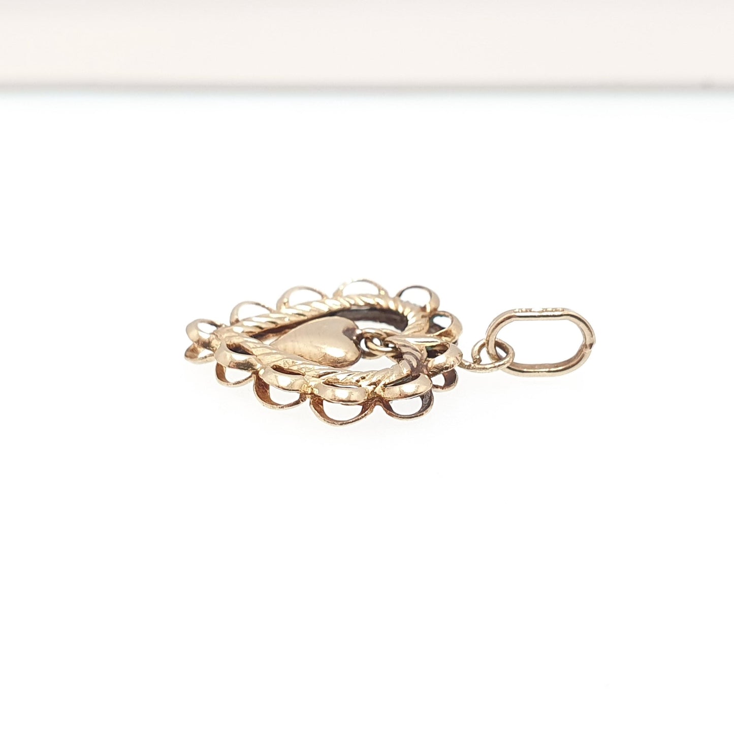 Vintage 9ct 9k Gold Heart Pendant Hanging Necklace Solid 375 9kt Charm Cute Yellow Retro Gift Retro Womens Mens Jewelry Jewellery