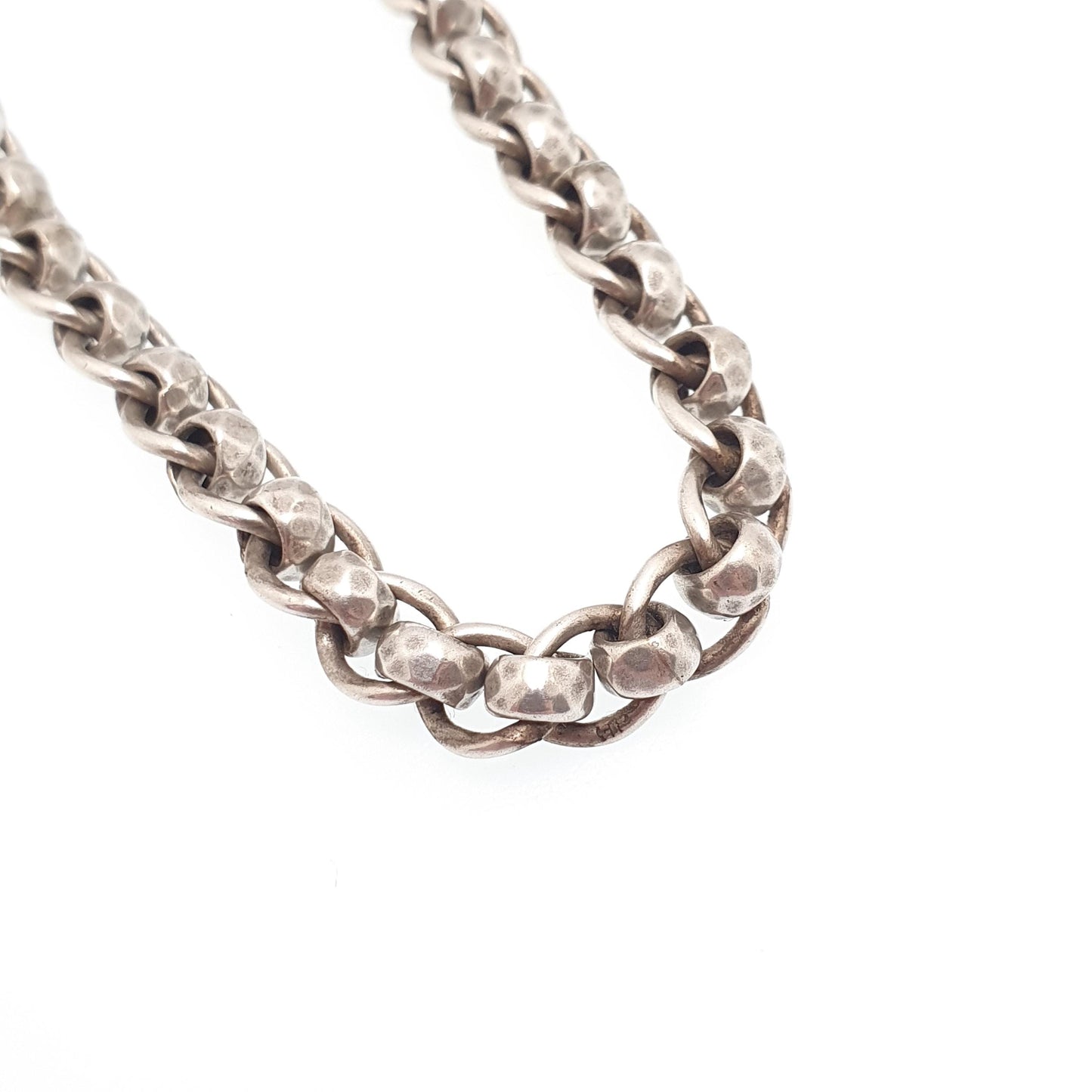 Antique Sterling Silver Bracelet Albert Rotating Rolo Belcher Curb Link Dog Clip Chain Rare Unique 14.31g 18.5cm 7.25" Jewelry Jewellery