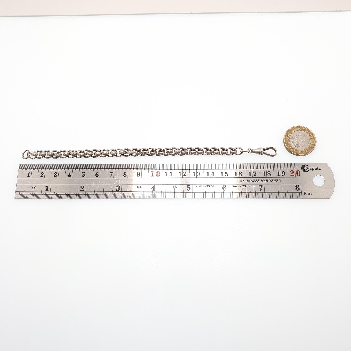 Antique Sterling Silver Bracelet Albert Rotating Rolo Belcher Curb Link Dog Clip Chain Rare Unique 14.31g 18.5cm 7.25" Jewelry Jewellery