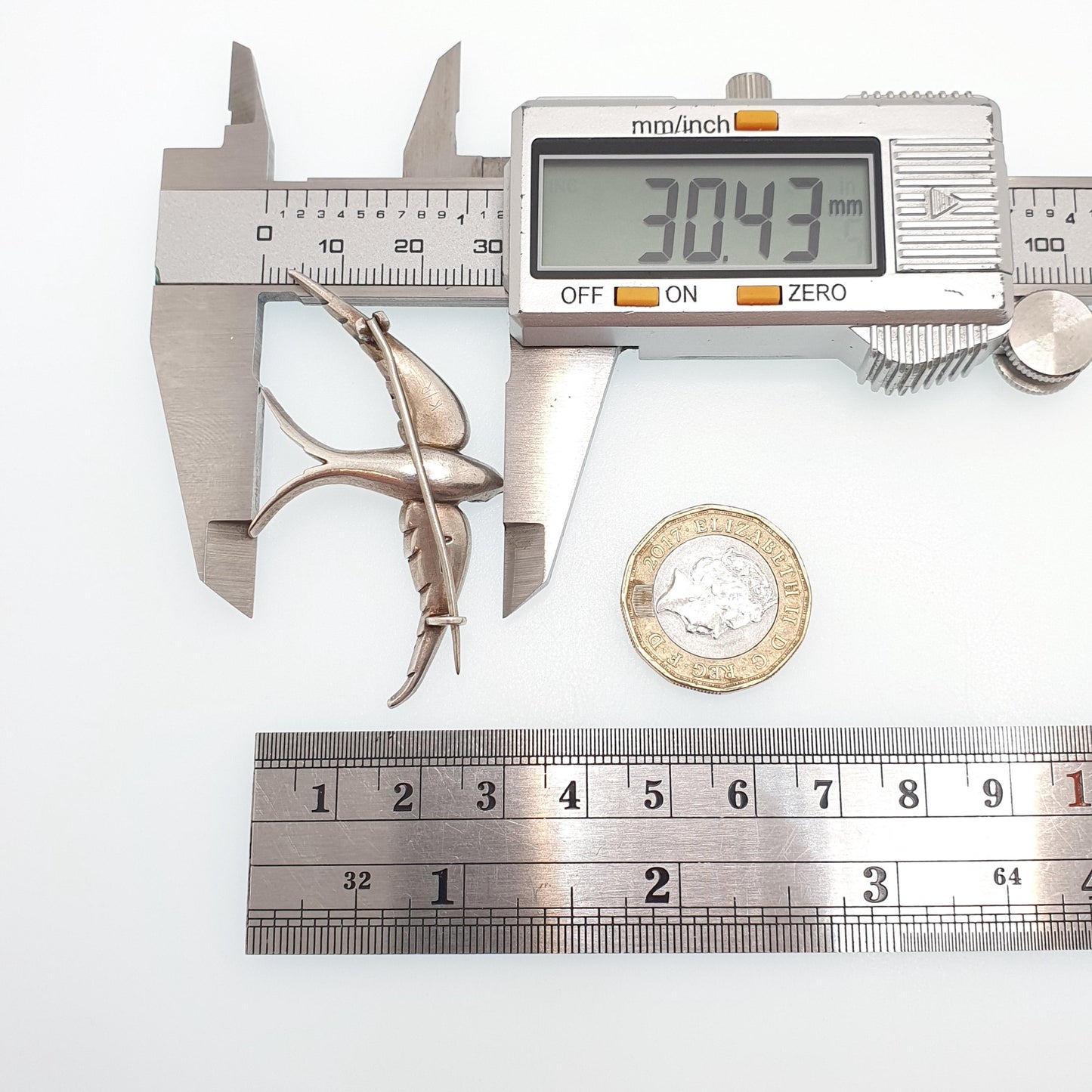 Antique Sterling Silver Victorian Paste Bird Brooch Diamond Foiled Pastes Swallow Large Big Birds Vintage 1800s Parisian Diamond Company