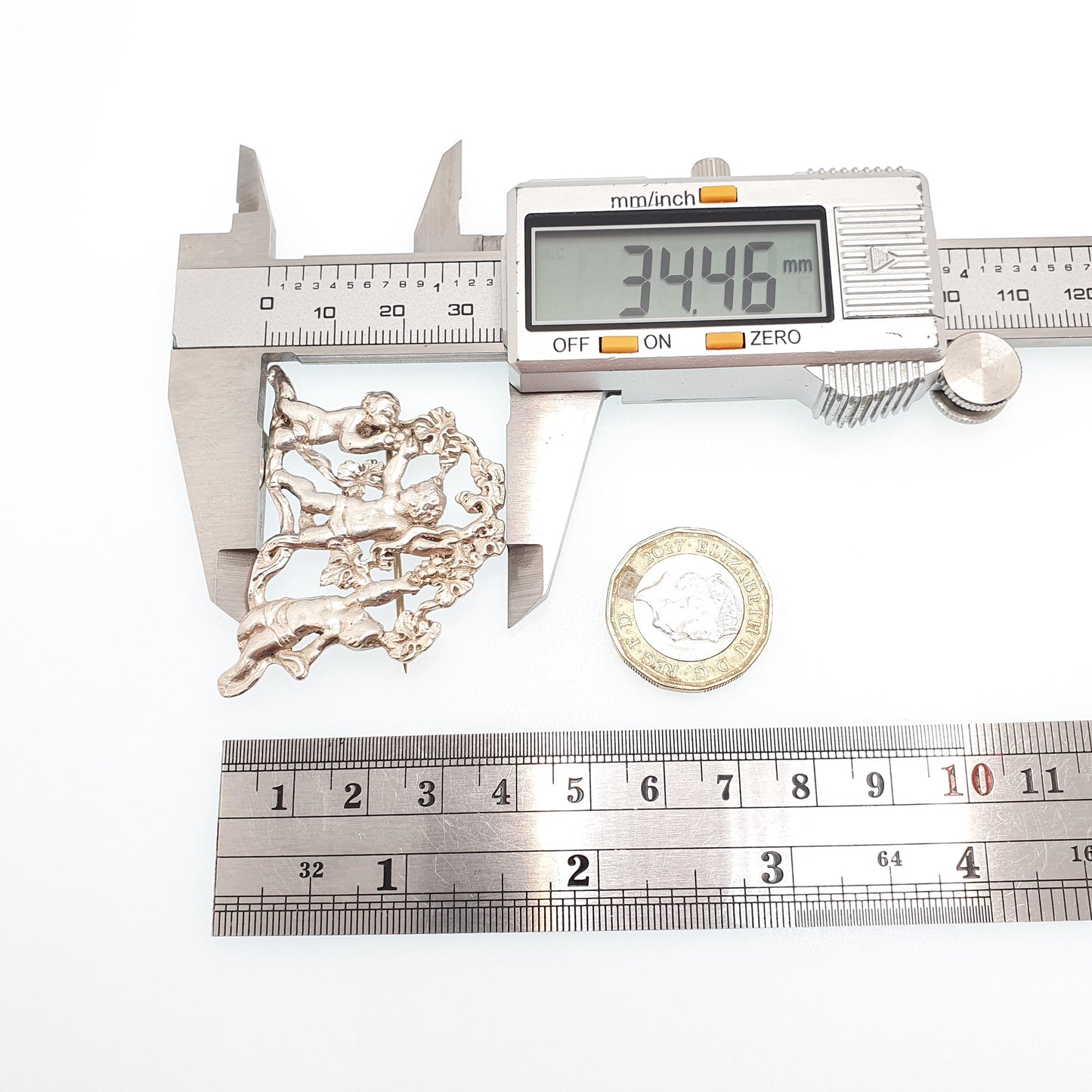 Antique Solid Silver Cherub Brooch Victorian Large Art Nouveau 1800s Ornate Vintage Jewelry Jewellery