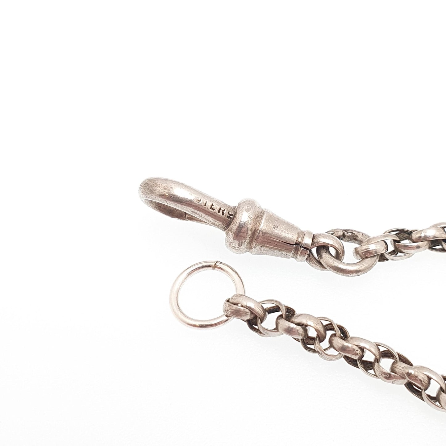 Antique Sterling Silver Albertina Bracelet Victorian Rope Link Twist Helix Dog Clip Chain 5.10g 19.5cm Vintage Gift Womens Jewelry Jewellery
