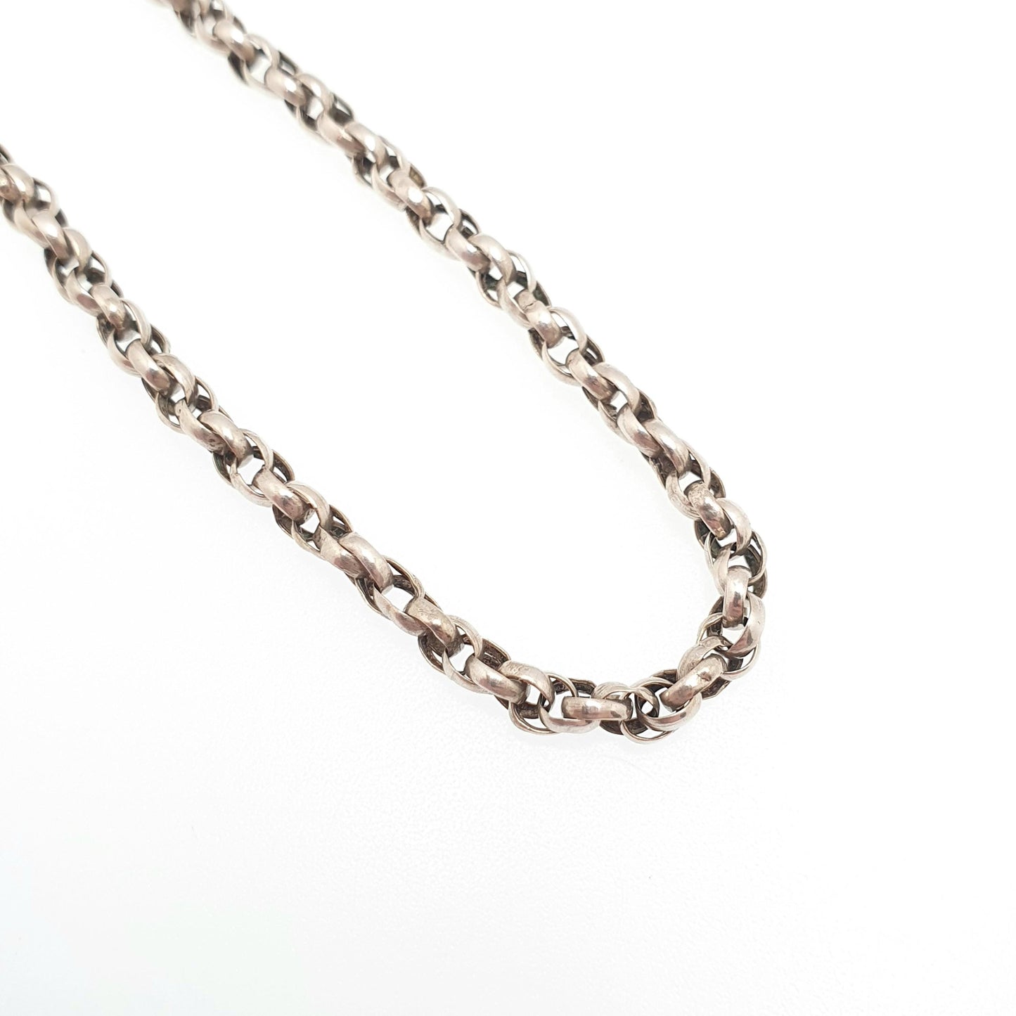 Antique Sterling Silver Albertina Bracelet Victorian Rope Link Twist Helix Dog Clip Chain 5.10g 19.5cm Vintage Gift Womens Jewelry Jewellery