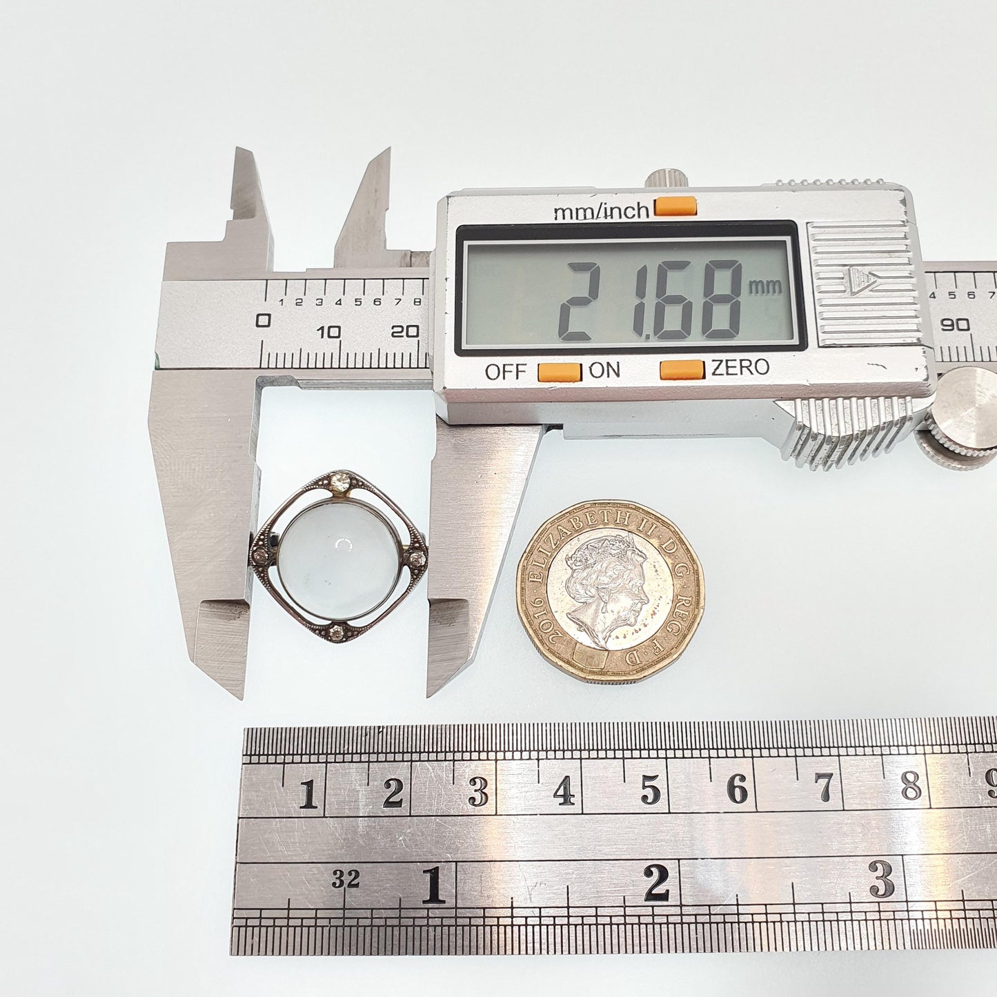 Antique Moonstone Sterling Silver Brooch Diamond Paste Cabochon Cut Edwardian Gemstone Vintage Adularescence Jewelry Jewellery