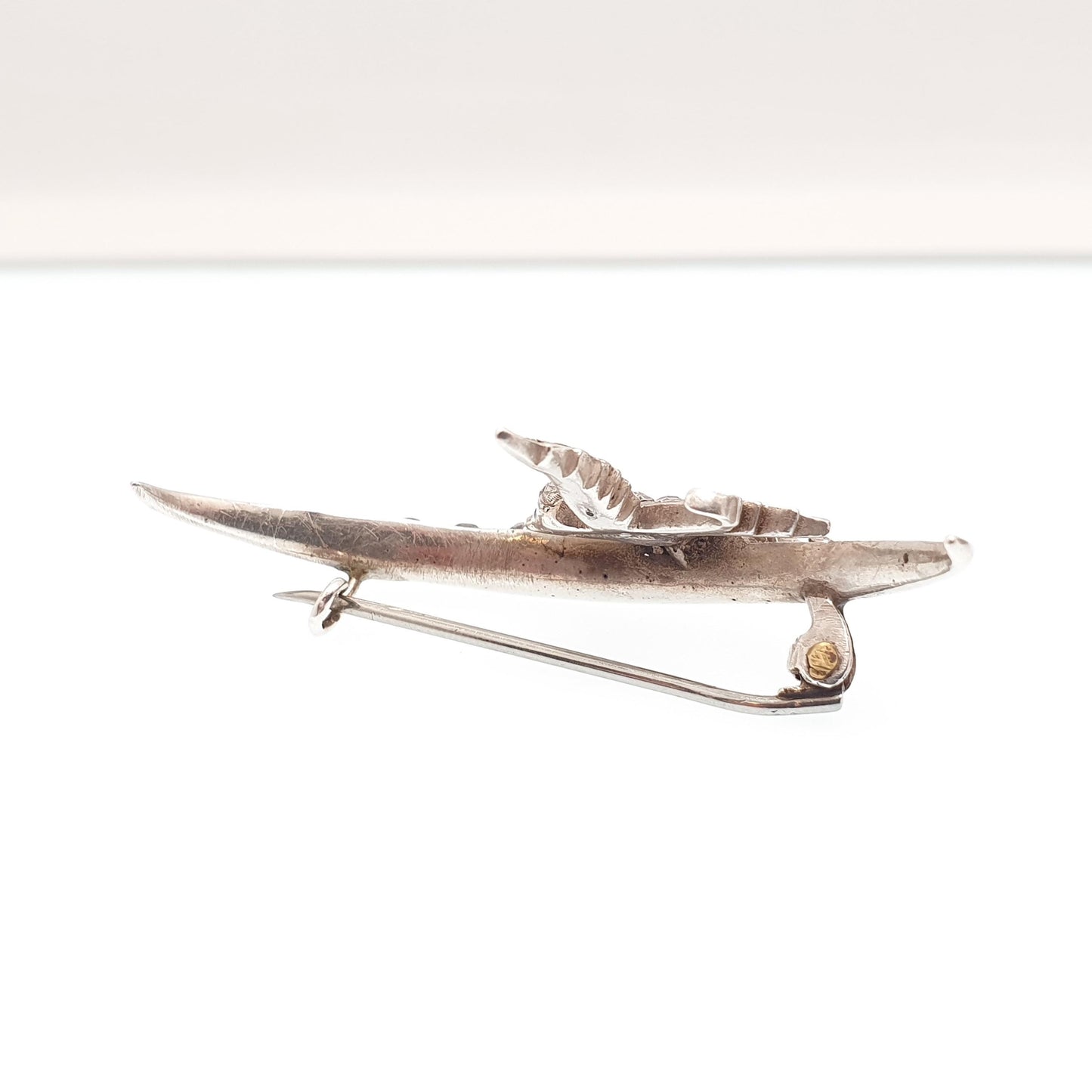 Antique Sterling Silver Bird Brooch Pin Diamond Paste Victorian Crescent Moon Cute Sweet Swallow Vintage Songbird Womens Jewelry Jewellery