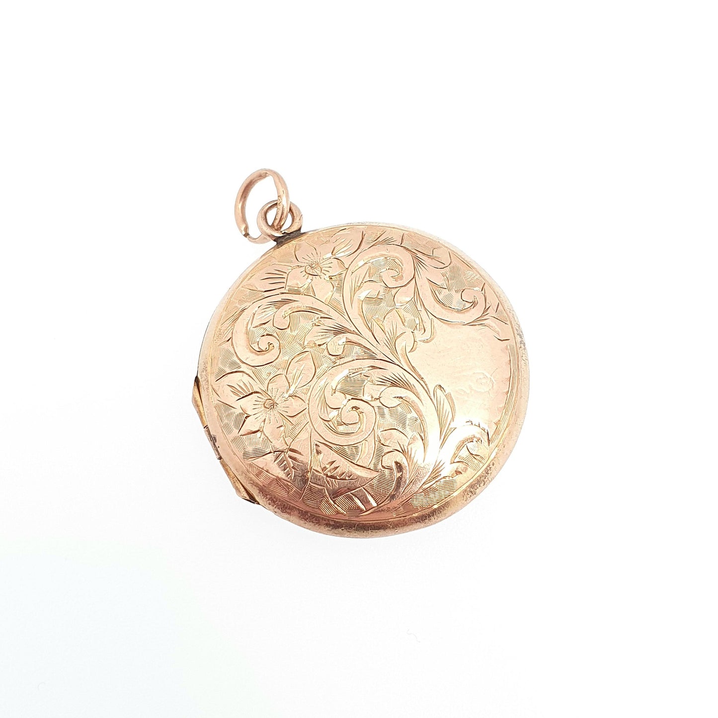 Antique Solid 9k 9ct Rose Gold Locket Round 1905 Hallmark Engraved All 9ct 9kt Gold Necklace Photo Picture Pendant Jewelry Jewellery