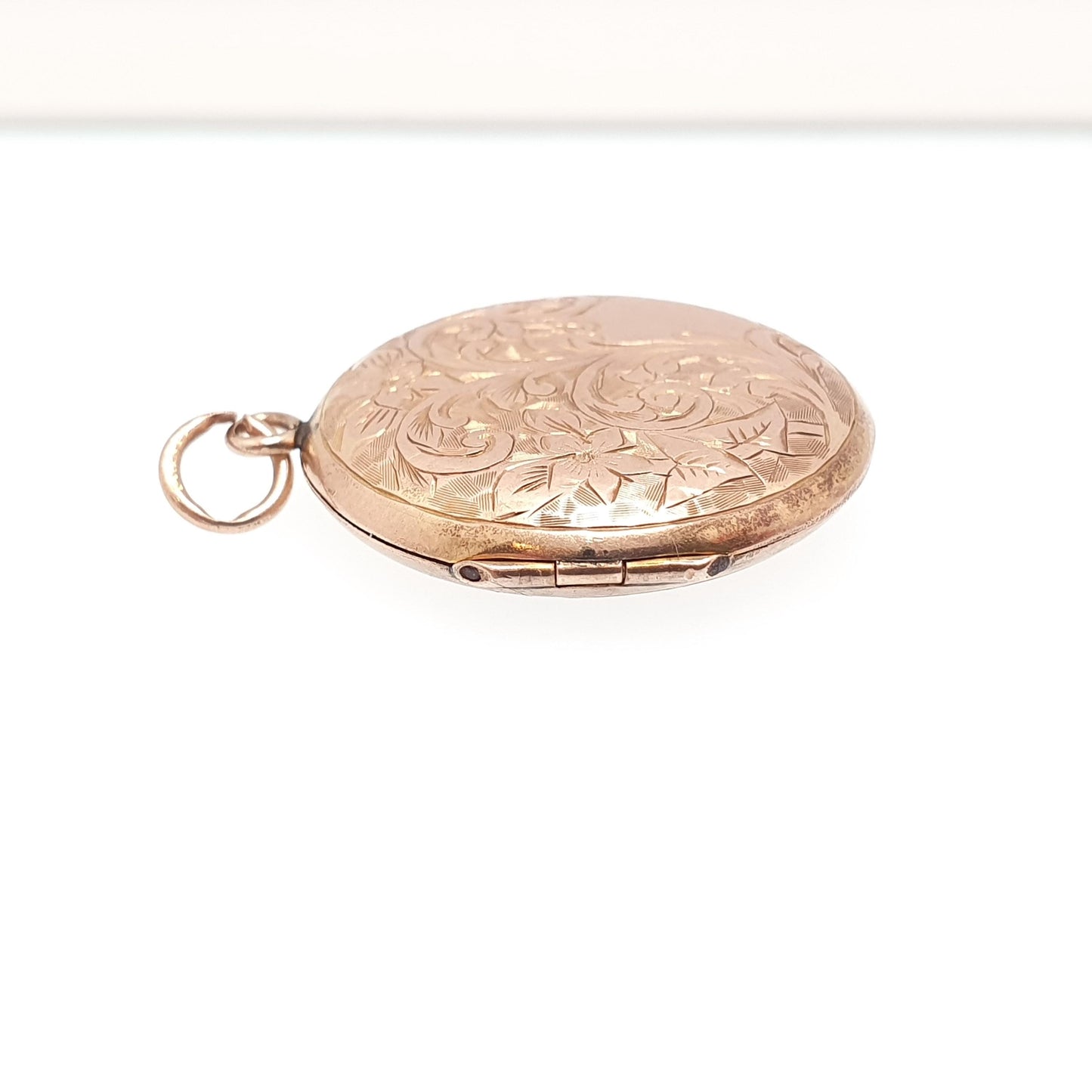 Antique Solid 9k 9ct Rose Gold Locket Round 1905 Hallmark Engraved All 9ct 9kt Gold Necklace Photo Picture Pendant Jewelry Jewellery