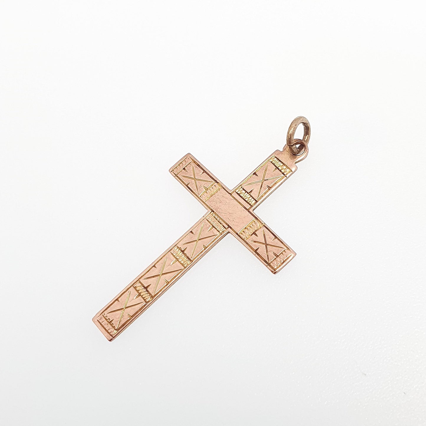 Antique 9ct 9k Gold Crucifix Necklace Rose Cross Pendant X Pattern Cruciform Solid 375 Vintage Womens Mens