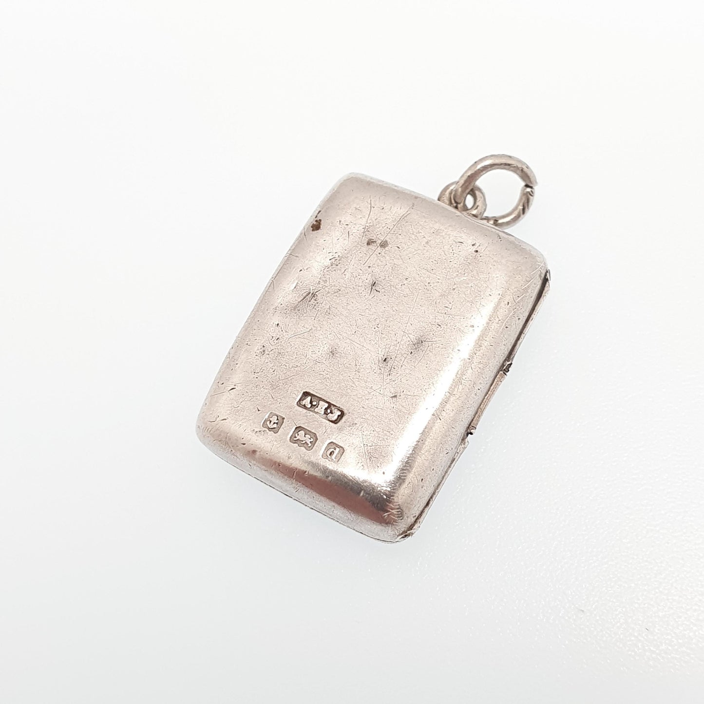 Antique Sterling Silver Locket Rectangular Small 1903 Hallmarked Solid 925 Leaf Engraved Pendant Photo Vintage Jewelry Jewellery