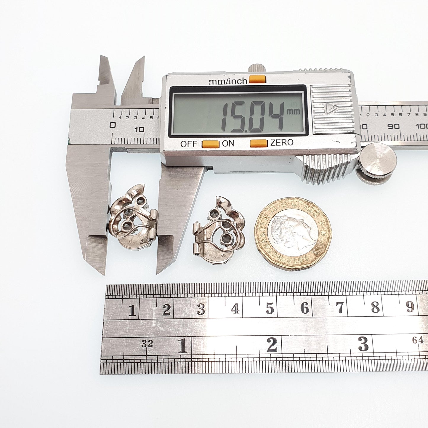 Antique Solid Silver Diamond Paste Earrings Art Deco Clip On French 1920s Vintage Sparkly Flapper Jewelry Jewellery