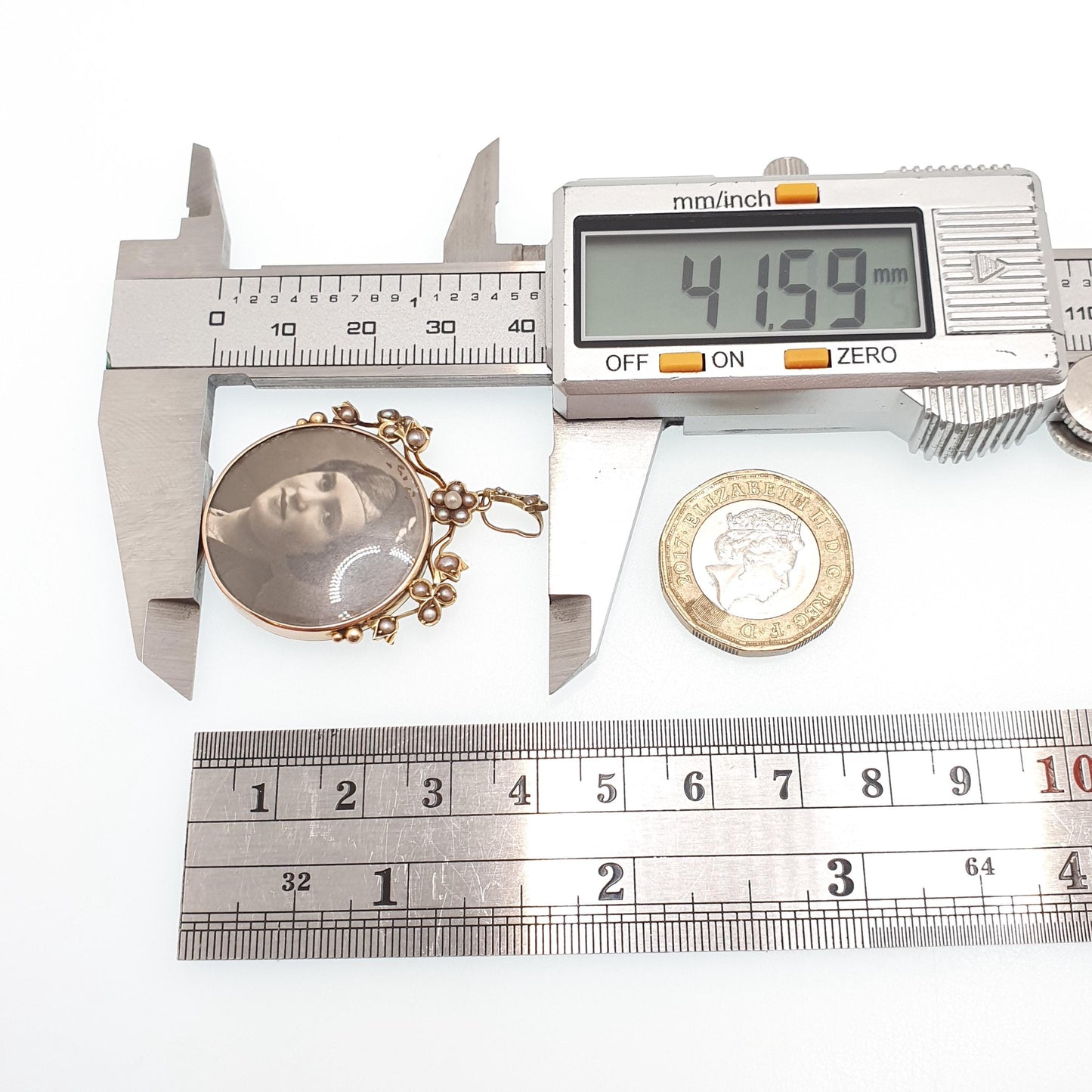 Antique 15ct Gold Seed Pearl Locket Pendant Necklace Art Nouveau Solid 625 15 Carat Edwardian Double Sided Vintage Jewelry Jewellery