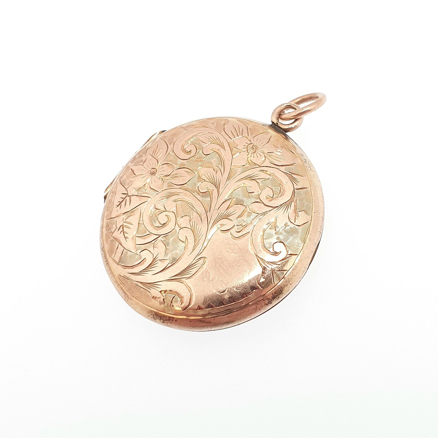 Antique Solid 9k 9ct Rose Gold Locket Round 1905 Hallmark Engraved All 9ct 9kt Gold Necklace Photo Picture Pendant Jewelry Jewellery