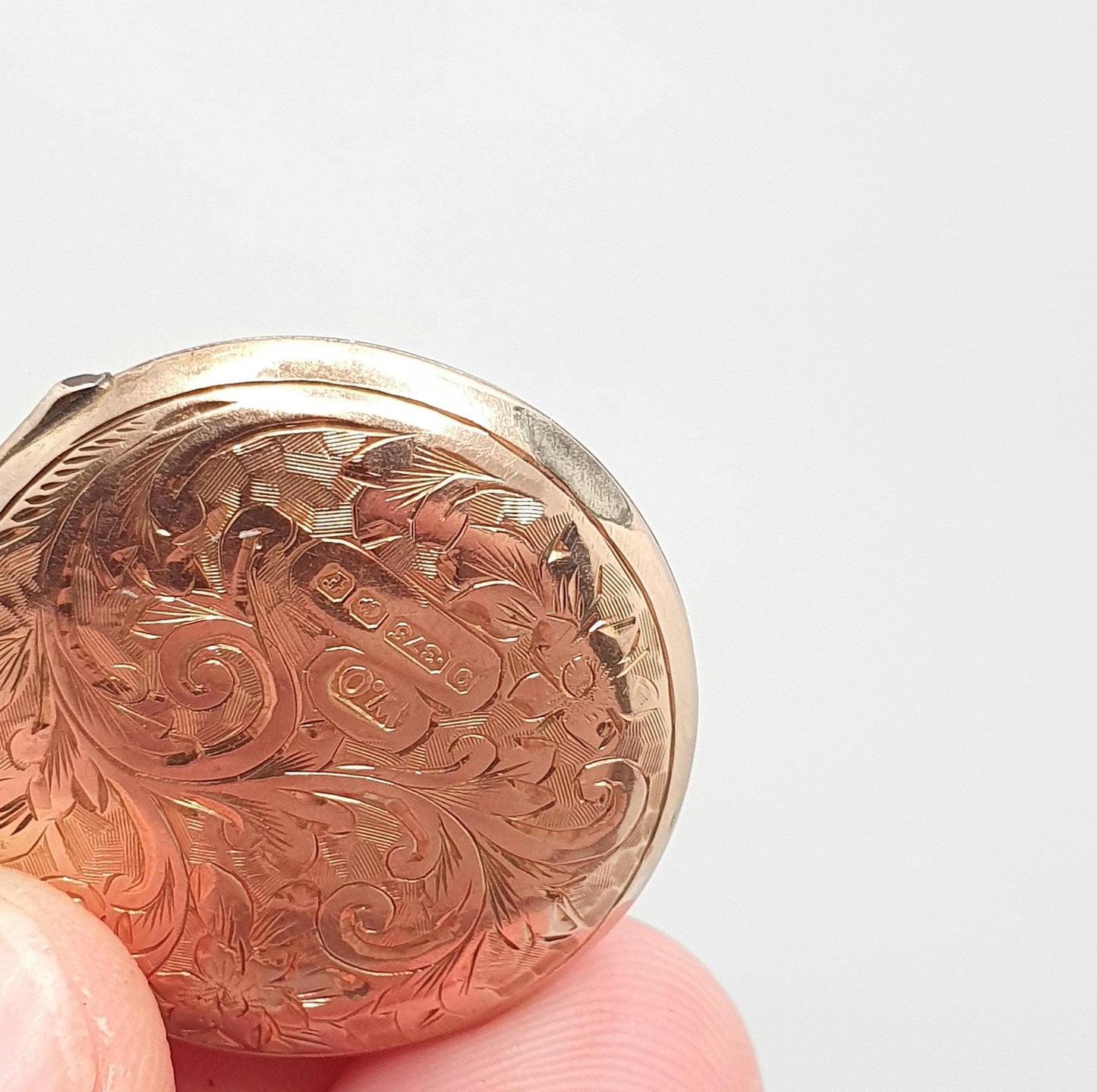 Antique Solid 9k 9ct Rose Gold Locket Round 1905 Hallmark Engraved All 9ct 9kt Gold Necklace Photo Picture Pendant Jewelry Jewellery